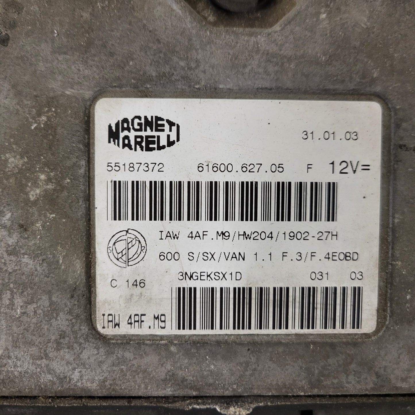 Fiat Seicento 600 ECU / 55187372 / IAW4AF.M9 / 61600.627.05 / MAGNETI MARELLI