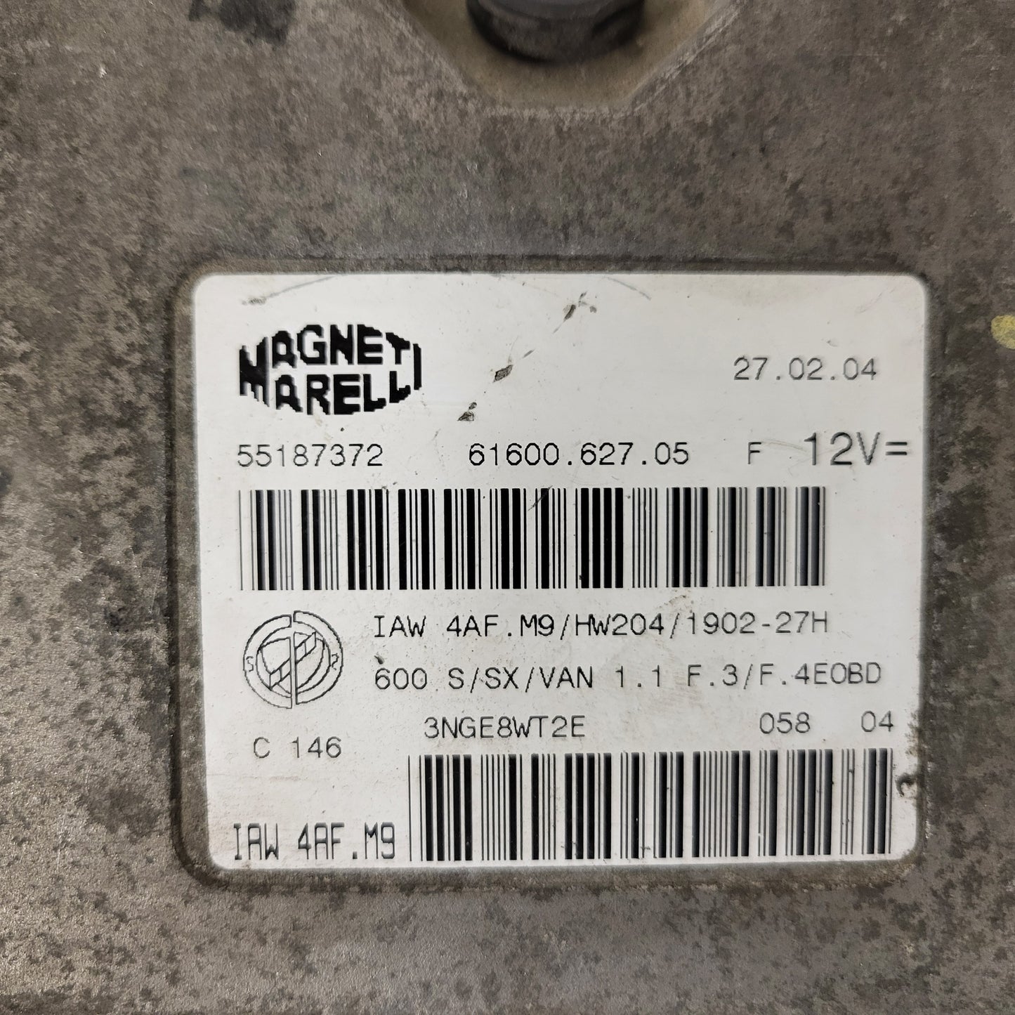 Fiat Seicento 600 ECU / 55187372 / IAW4AF.M9 / 61600.627.05 / MAGNETI MARELLI