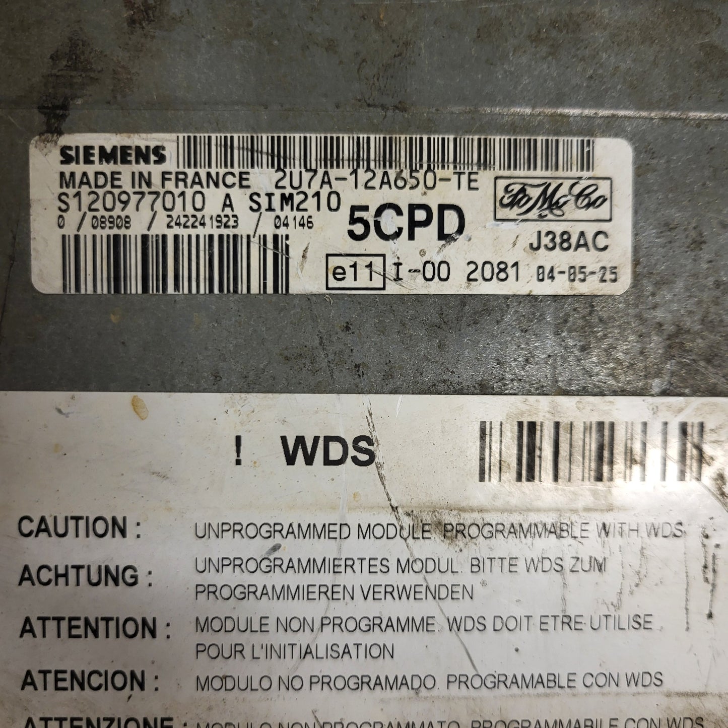 FORD ECU / 2U7A-12A650-TE / S120977010A / SIM210 / 5CPD / SIEMENS