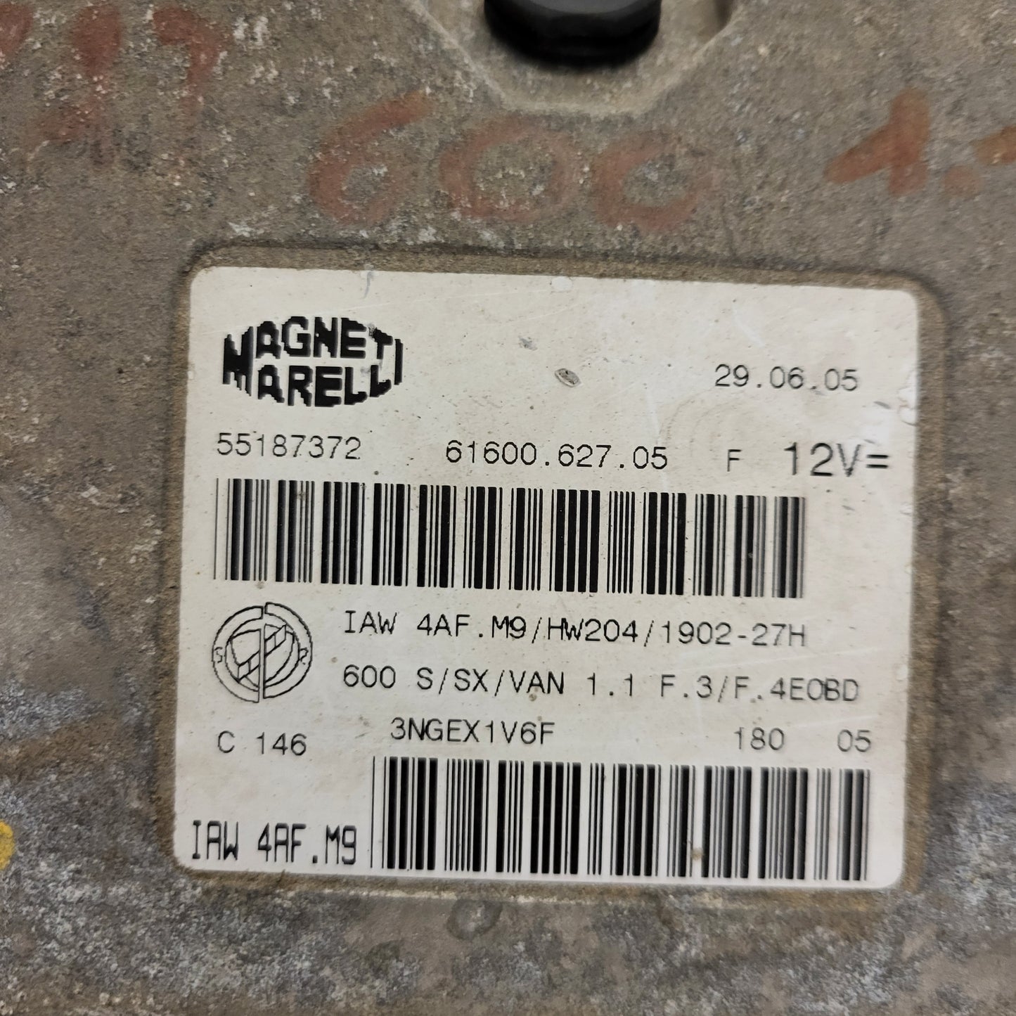 Fiat Seicento 600 ECU / 55187372 / IAW4AF.M9 / 61600.627.05 / MAGNETI MARELLI