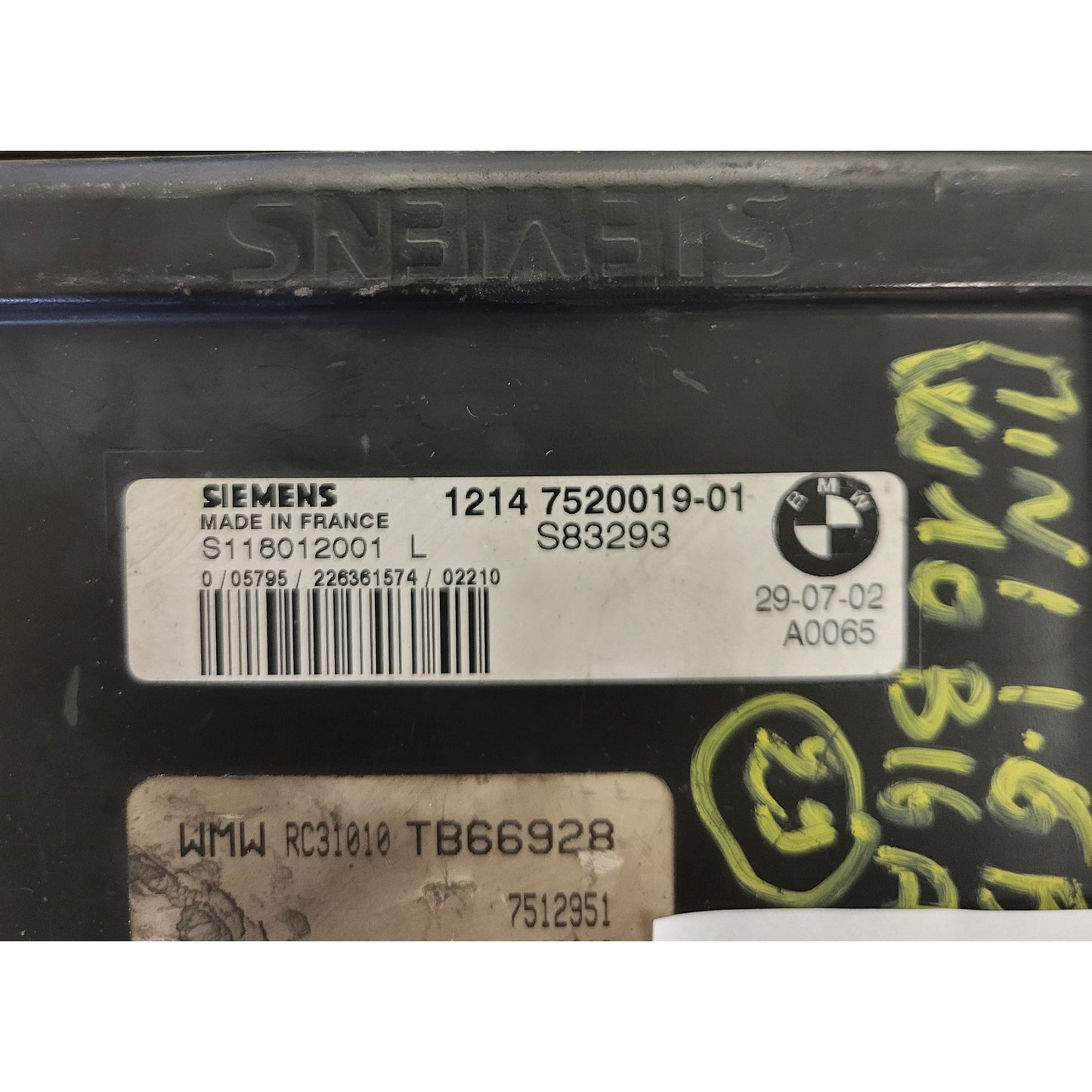 MINI COOPER 1.6 ECU / S118012001L / 12147520019-01 / 7512951 9520019