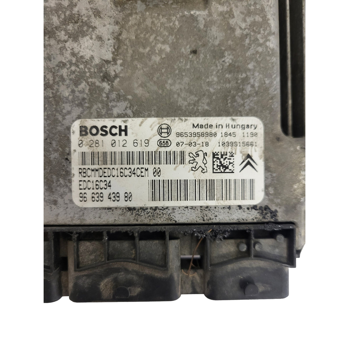 PEUGEOT CITROEN ECU / 0281012619 / 9663943980 / EDC16C34 / BOSCH - D07-03 - 3