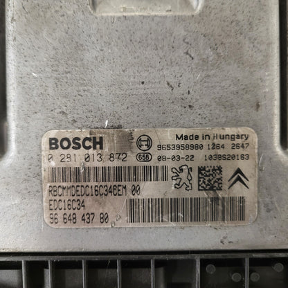 Peugeot Citroen ECU / 0281013872 / 9664843780 / EDC16C34 / BOSCH