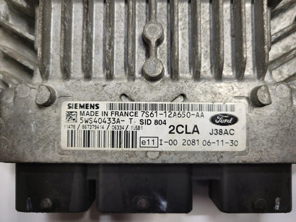 FORD FIESTA ECU / 7S61-12A650-AA / 5WS40433A-T / 2CLA / SID804 / J38AC SIEMENS