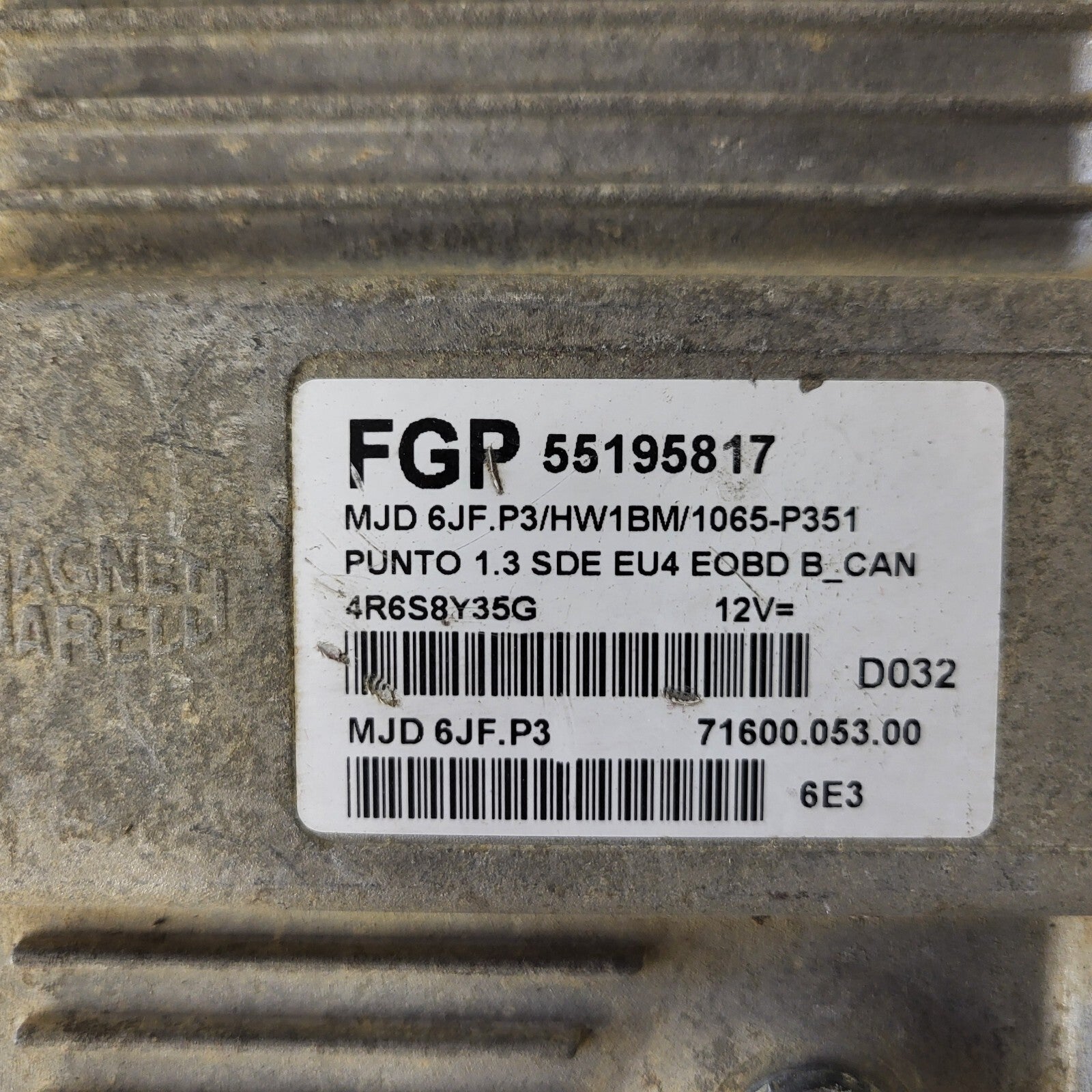 FIAT PUNTO ECU / MJD 6JF.P3 / 55195817 / HW1BM / 71600.053.00 / MAGNETI MARELLI