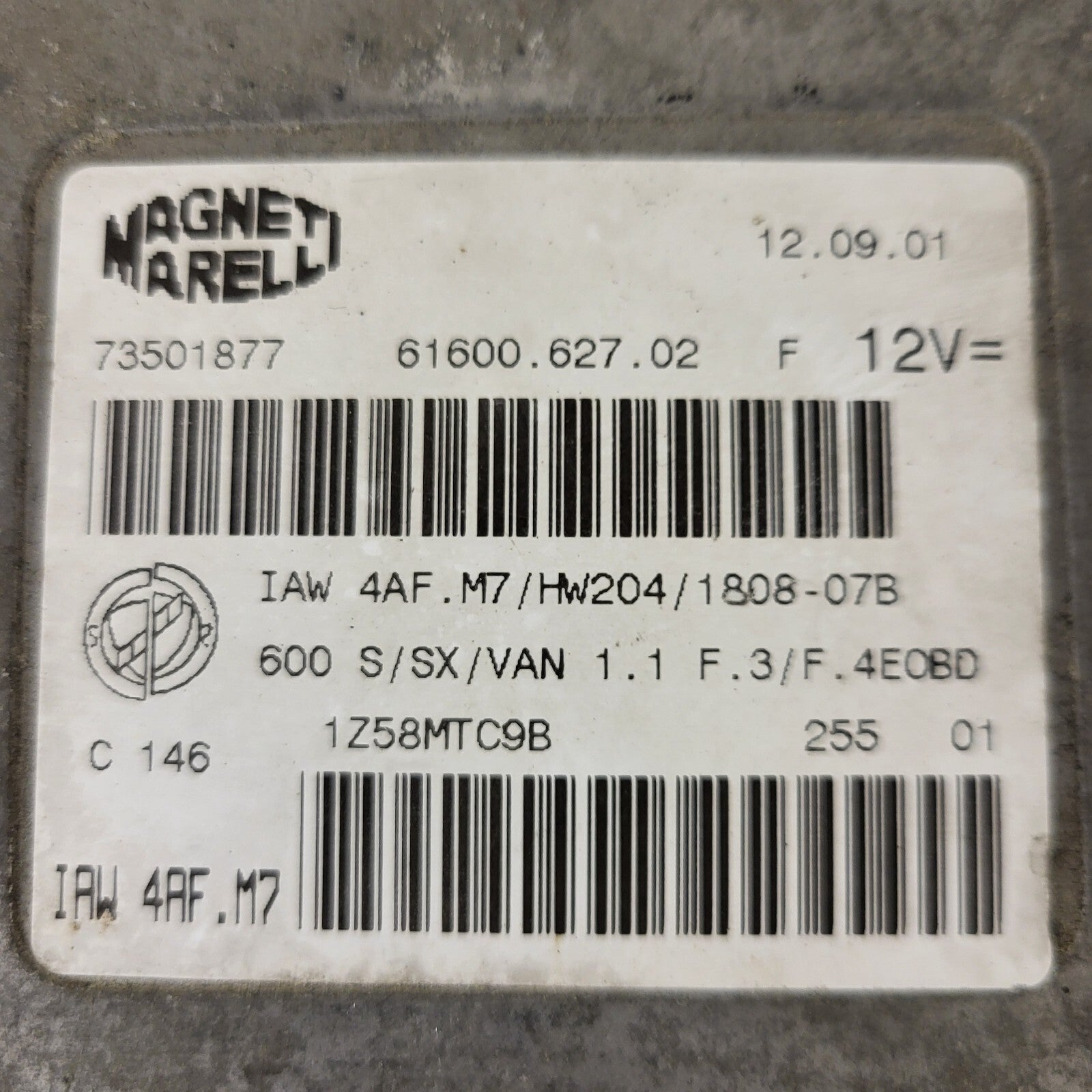 Fiat 600 ECU / IAW 4AF.M7 / 73501877 / HW204 / MAGNETI MARELLI