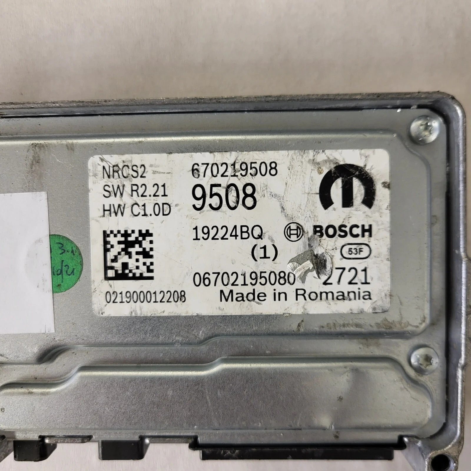 FIAT ALFA MODULE ECU / NRCS2 / 670219508 / 19224BQ / SW R2.21 / HW C1.0D / BOSCH