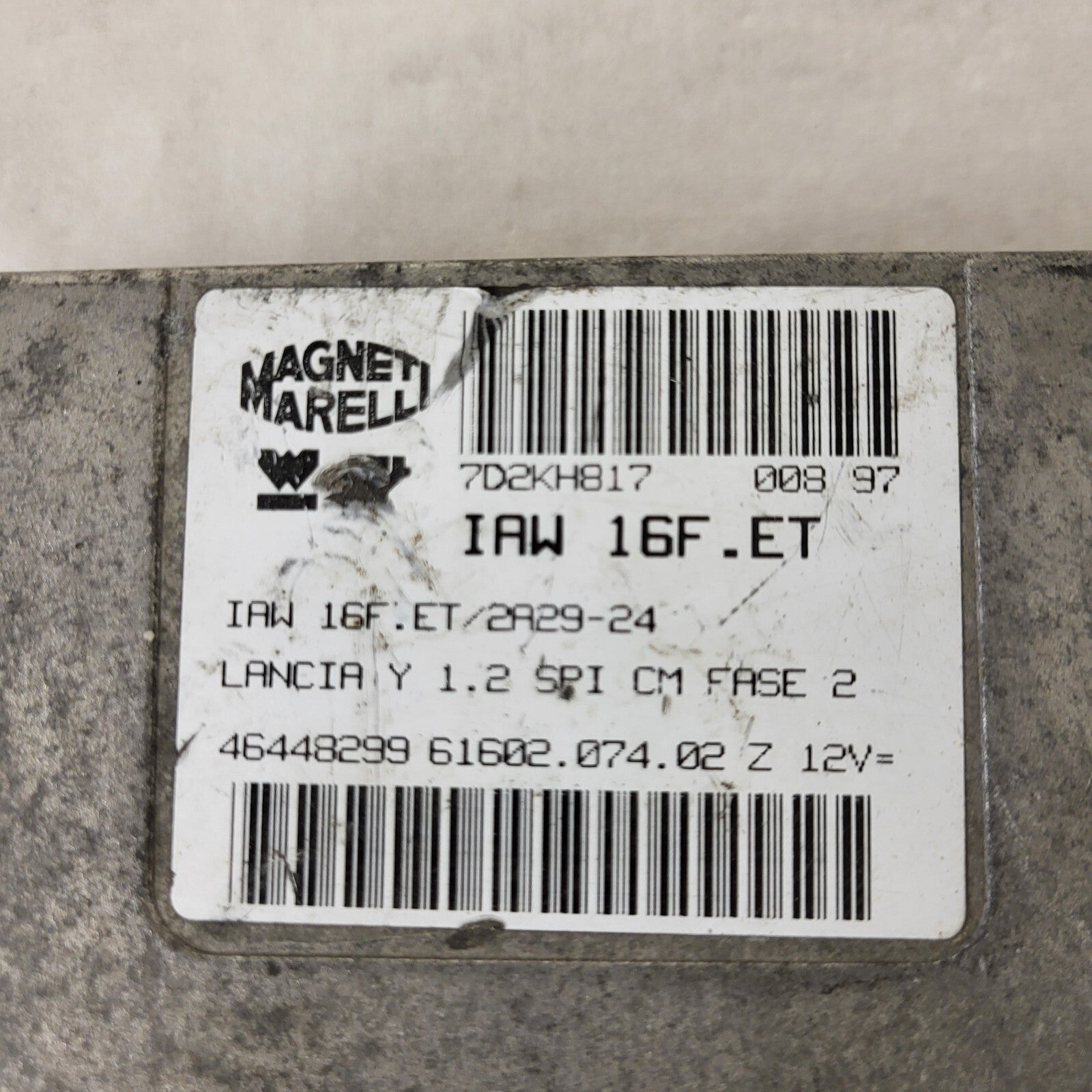 LANCIA Y 1.2 ECU / IAW 16F.ET / 46448299 / 61602.074.02 / MAGNETI MARELLI