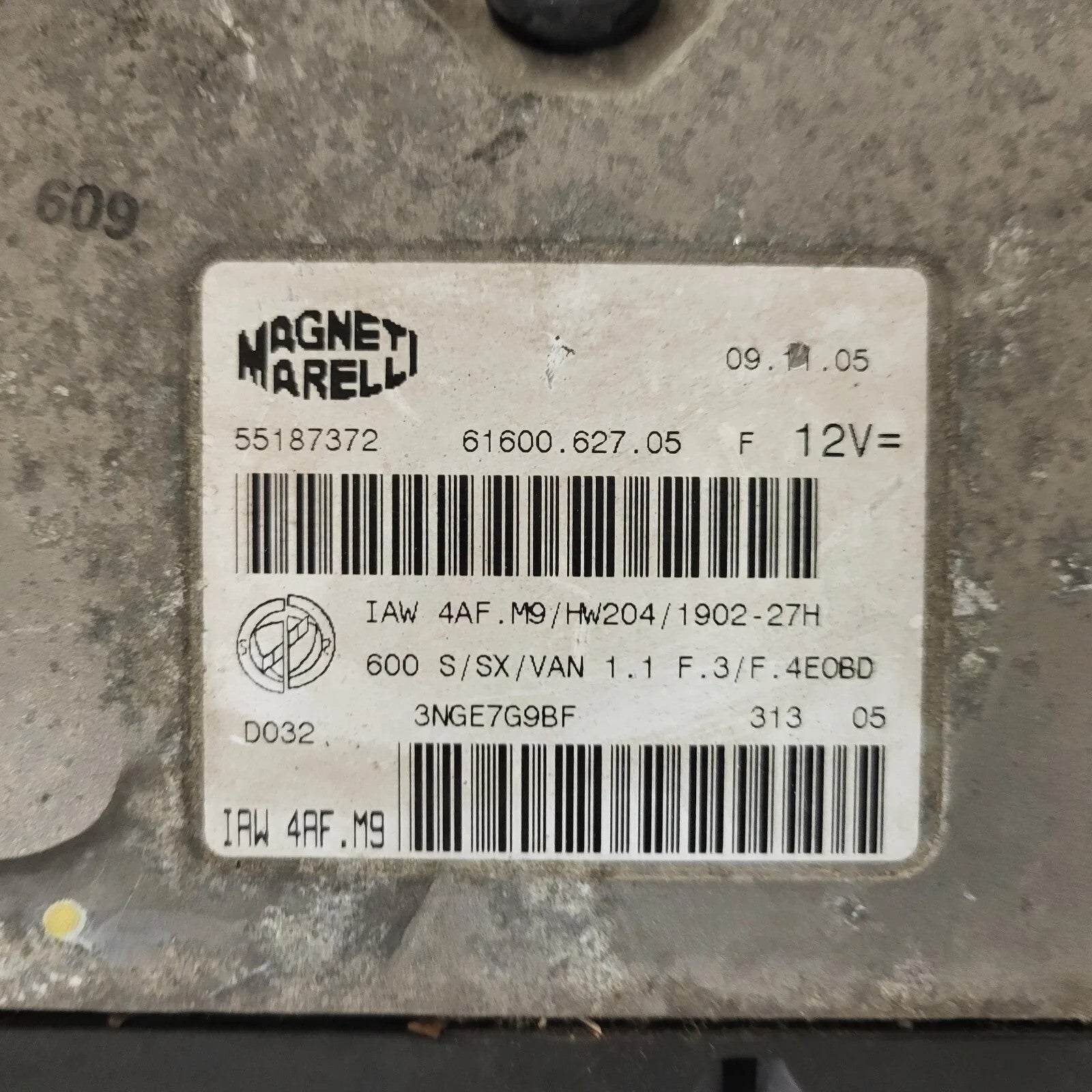 Fiat Seicento 600 ECU / 55187372 / IAW 4AF.M9 / 61600.627.05 / MAGNETI MARELLI