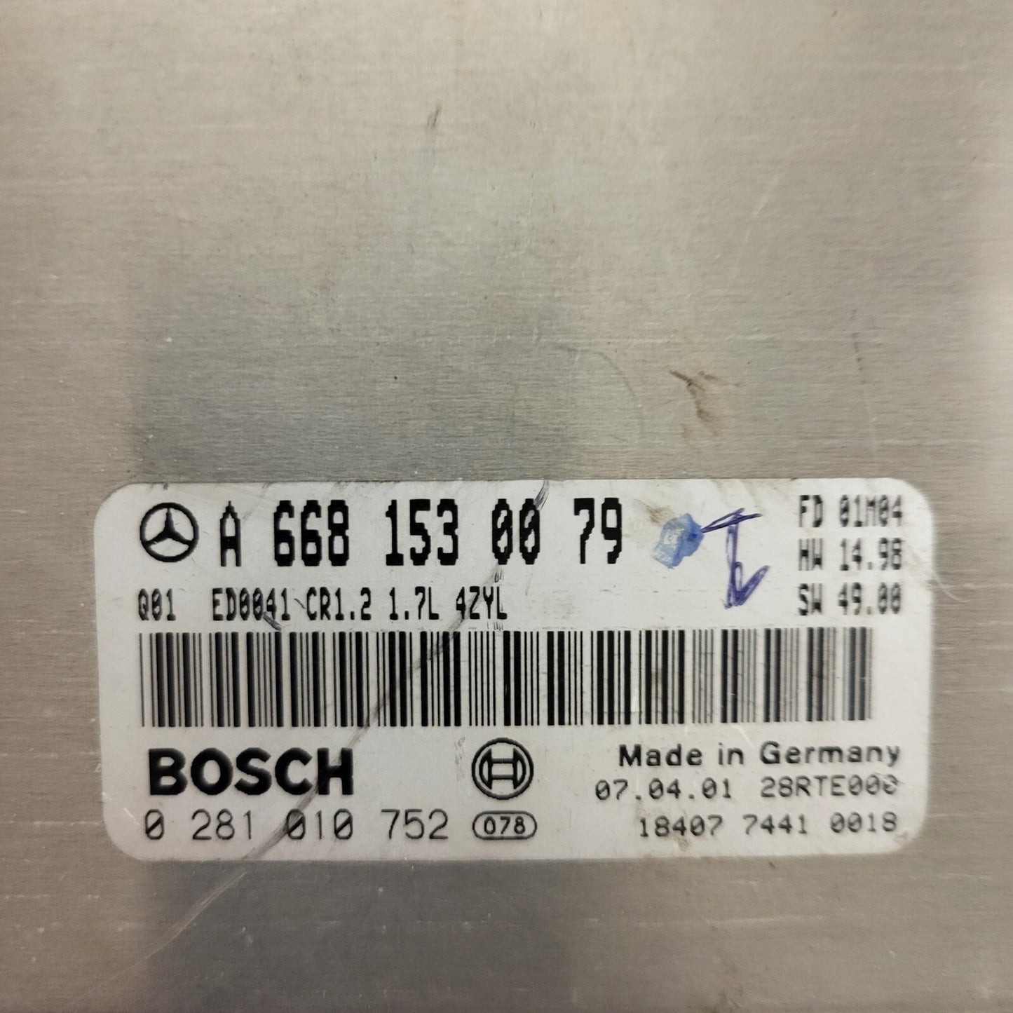 vMEREDES BENZ ECU / A6681530079 / 0281010752 / ED0041 / BOSCH