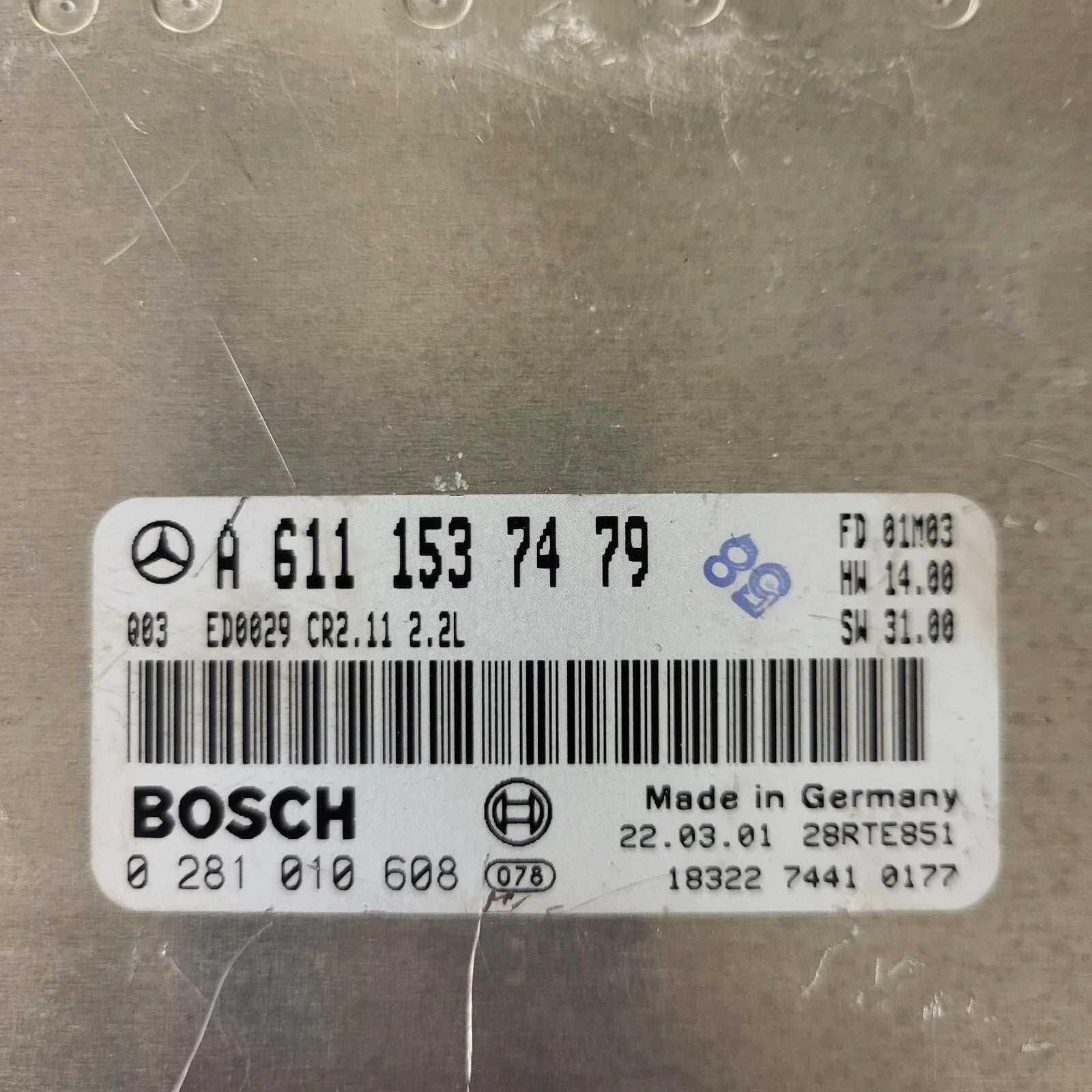 MERCEDES C ECU / A6111537479 / 0281010608 / ED0029 / CR2.11 / BOSCH