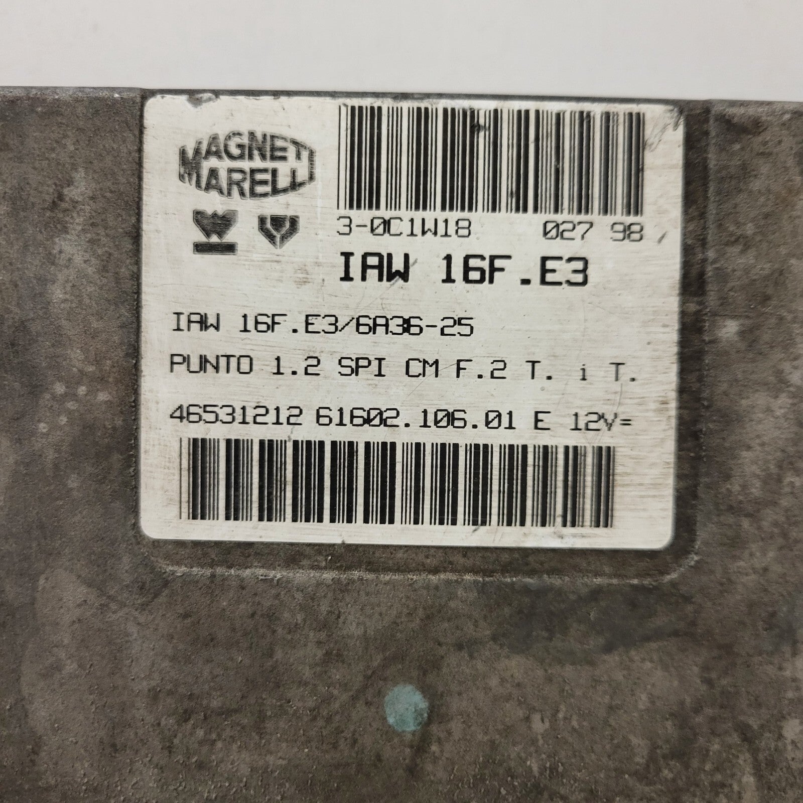 FIAT PUNTO 1.2 ECU / IAW 16F.E3 / 46531212 / 61602.106.01 / MAGNETI MARELLI