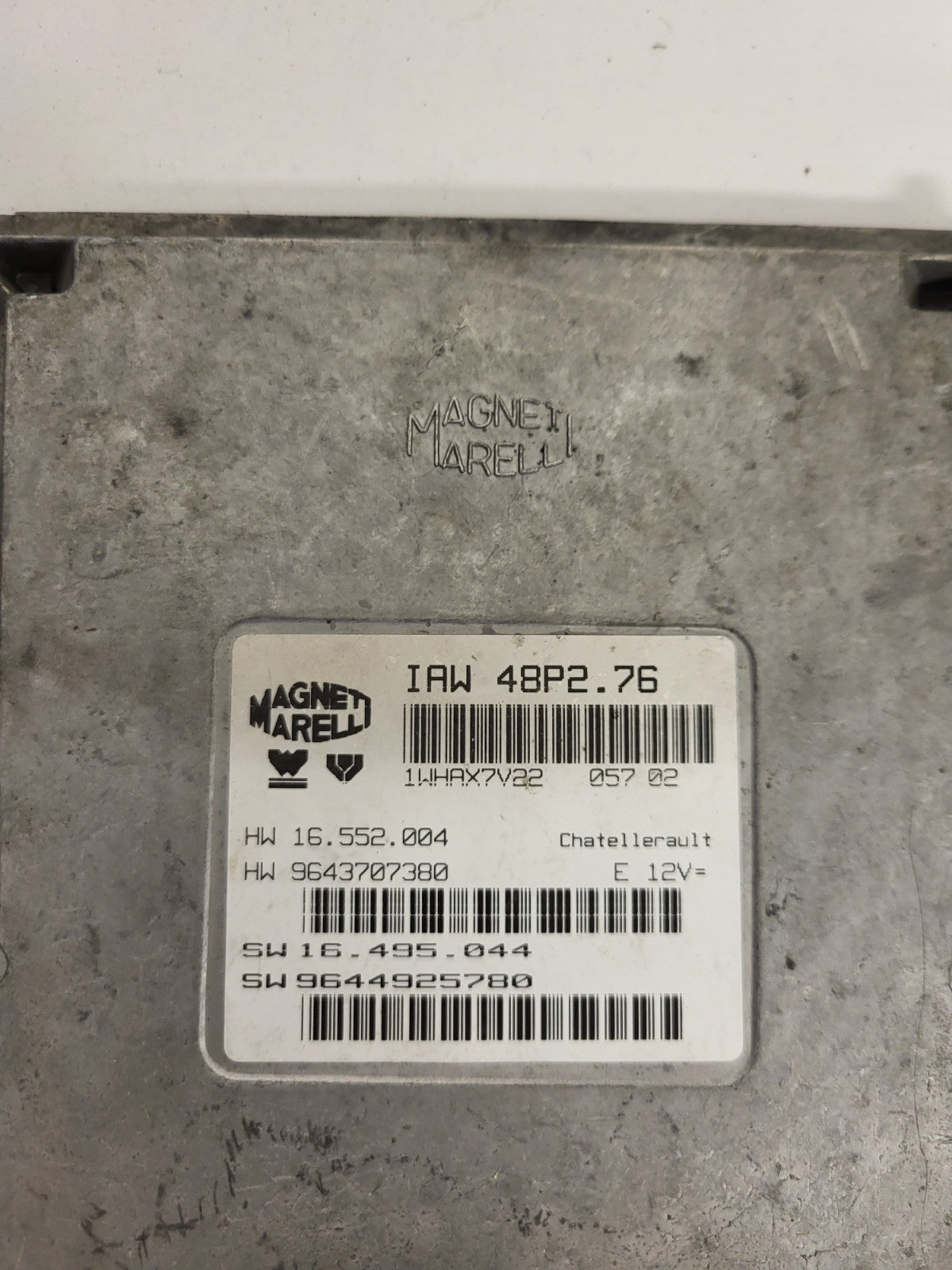 PEUGEOT 206 ECU / IAW 48P2.76 / 9643707380 / 9644925780 / MAGNETI MARELLI