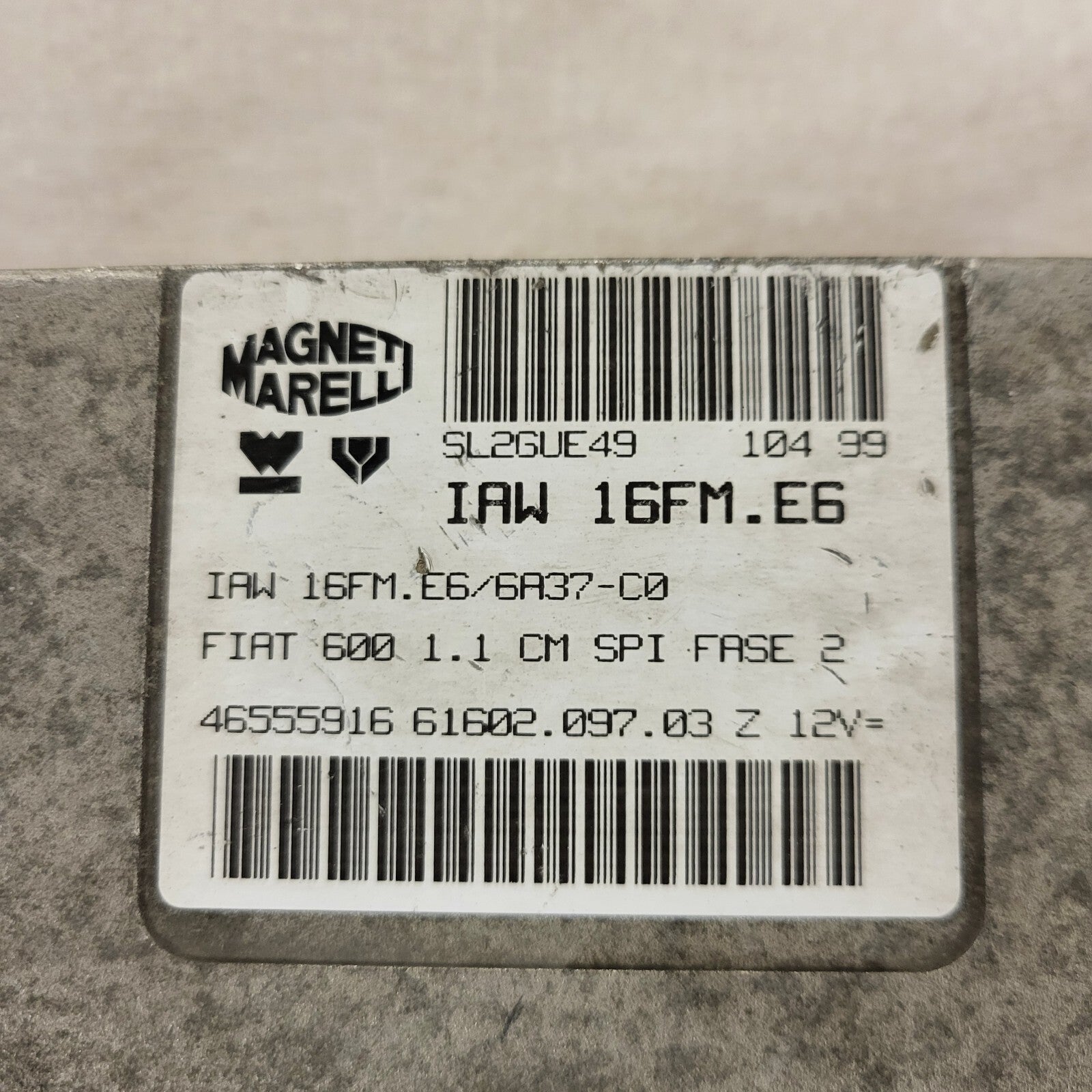 FIAT 600 1.1 ECU / IAW 16FM.E6 / 46555916 / 61602.097.03 / MAGNETI MARELLI