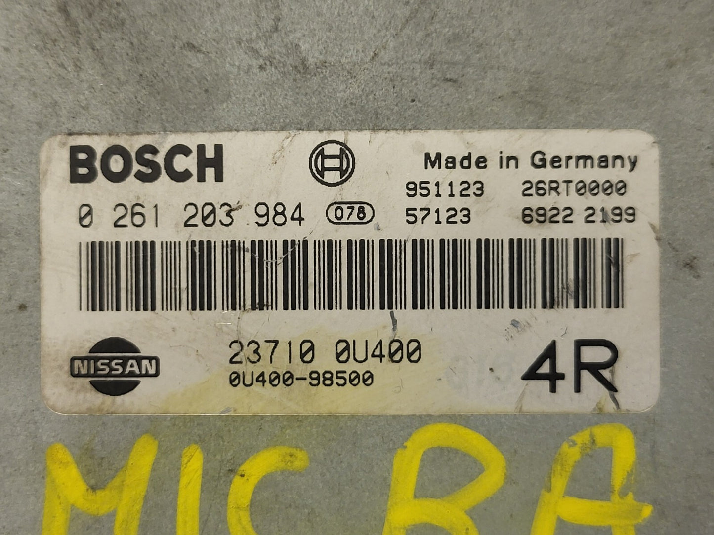 NISSAN MICRA ECU / 0261203984/ 23710  0U400 / 74B00-0U400 / 4R  / BOSCH