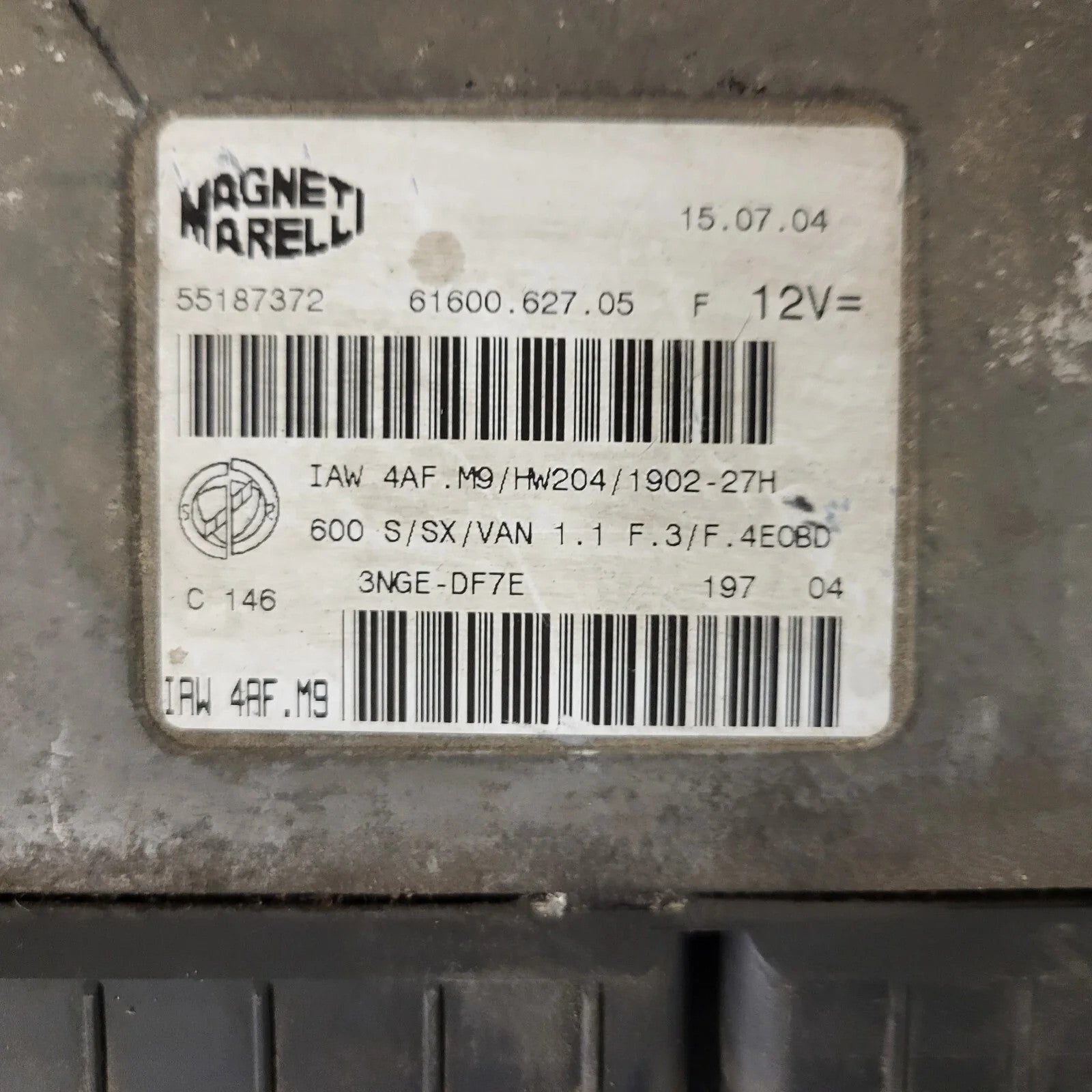 Fiat Seicento 600 ECU / 55187372 / IAW 4AF.M9 / 61600.627.05 / MAGNETI MARELLI