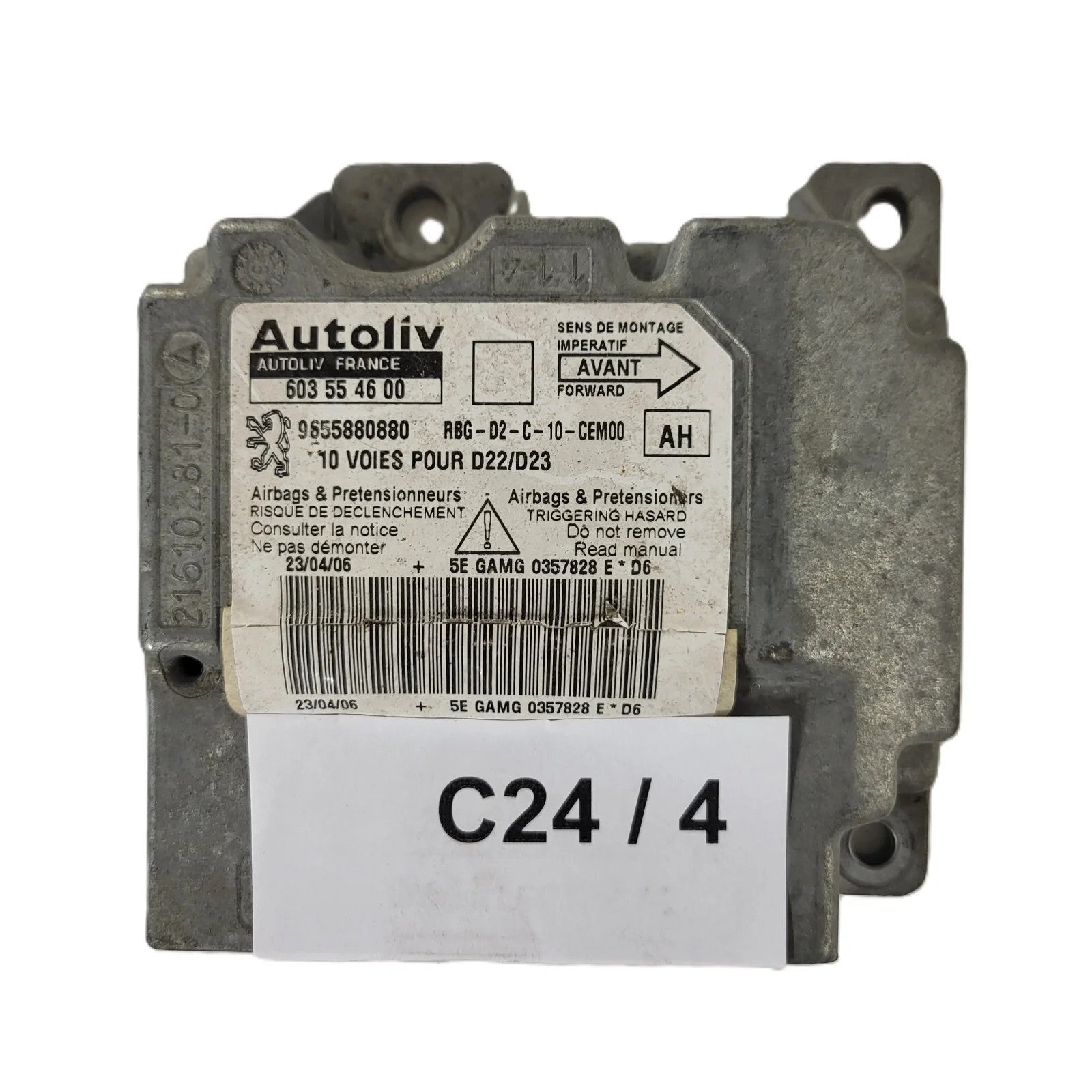 PEUGEOT 407 AIRBAG ECU / 603554600 / 9655880880 / AUTOLIV