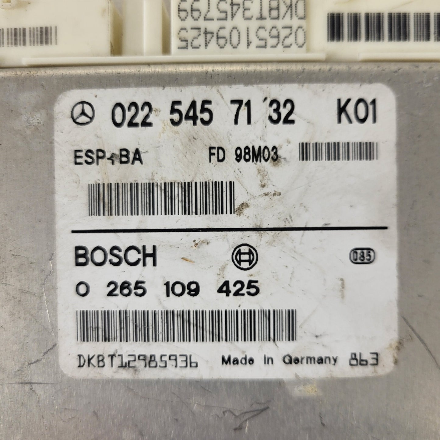 Mercedes W168 ECU / 0265109425 / 0225457132 / BOSCH