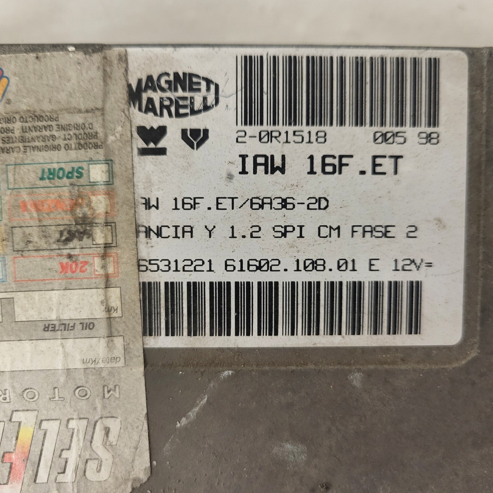 LANCIA Y 1.2 ECU / IAW 16F.ET / 46531221 / 61602.108.01 MAGNETI MARELLI