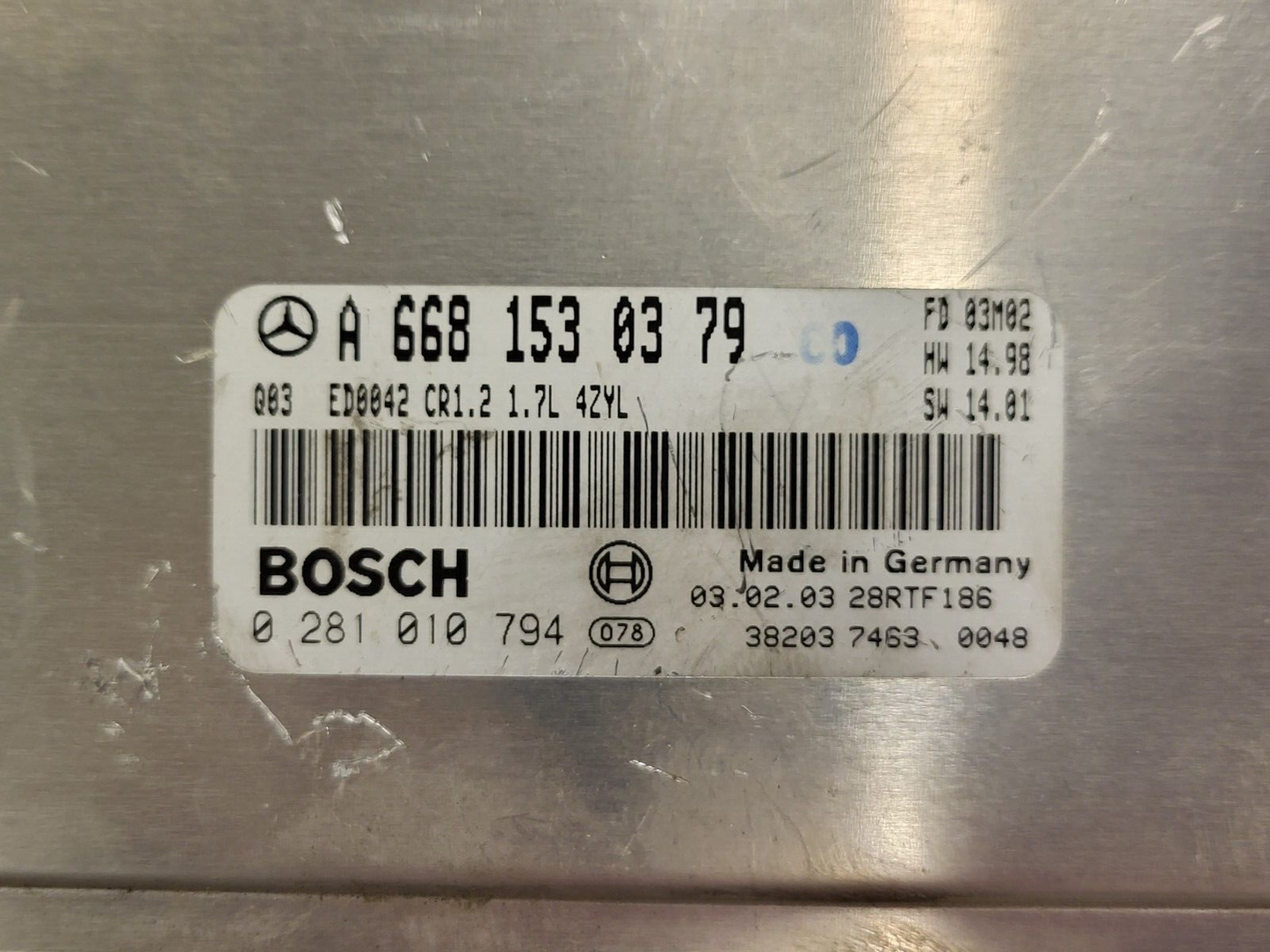 MERCEDES W168 ECU / A6681530379 / 0281010794 / ED0042 / CR1.2 / BOSCH