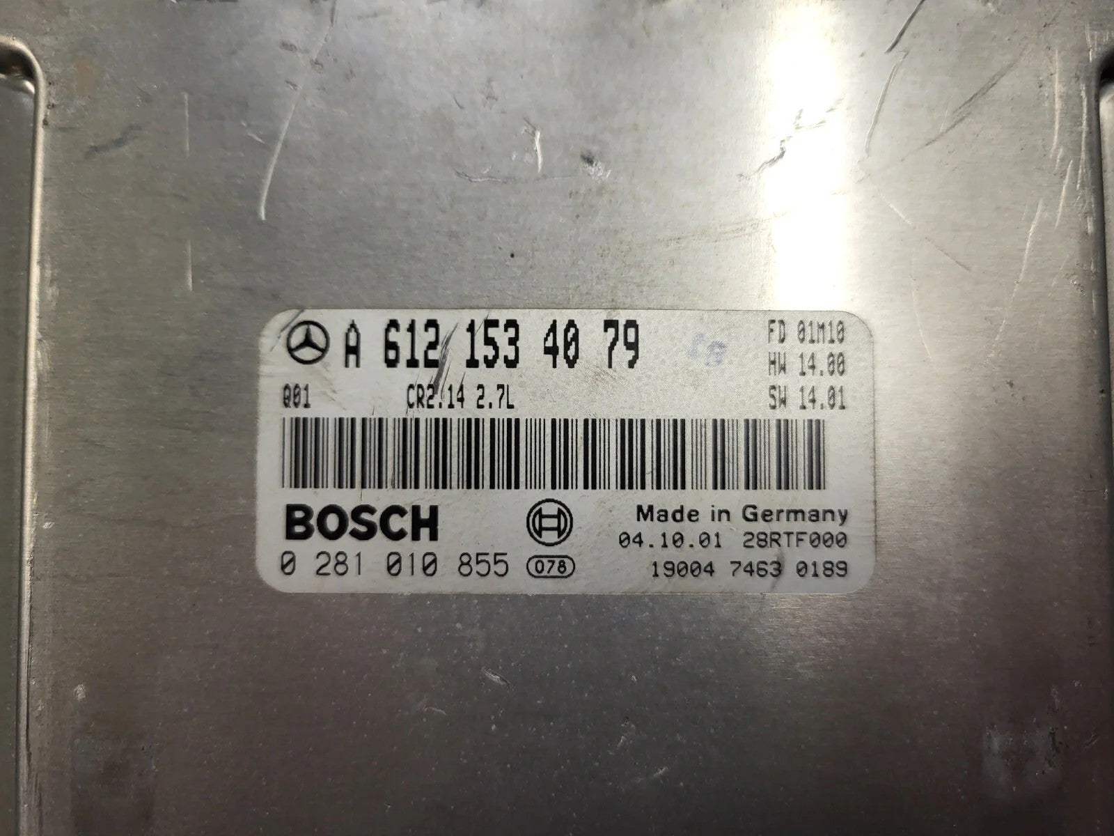 MERCEDES BENZ W210 ECU / A6121534079 / 0281010855 / CR2.14 / 2.7 / BOSCH