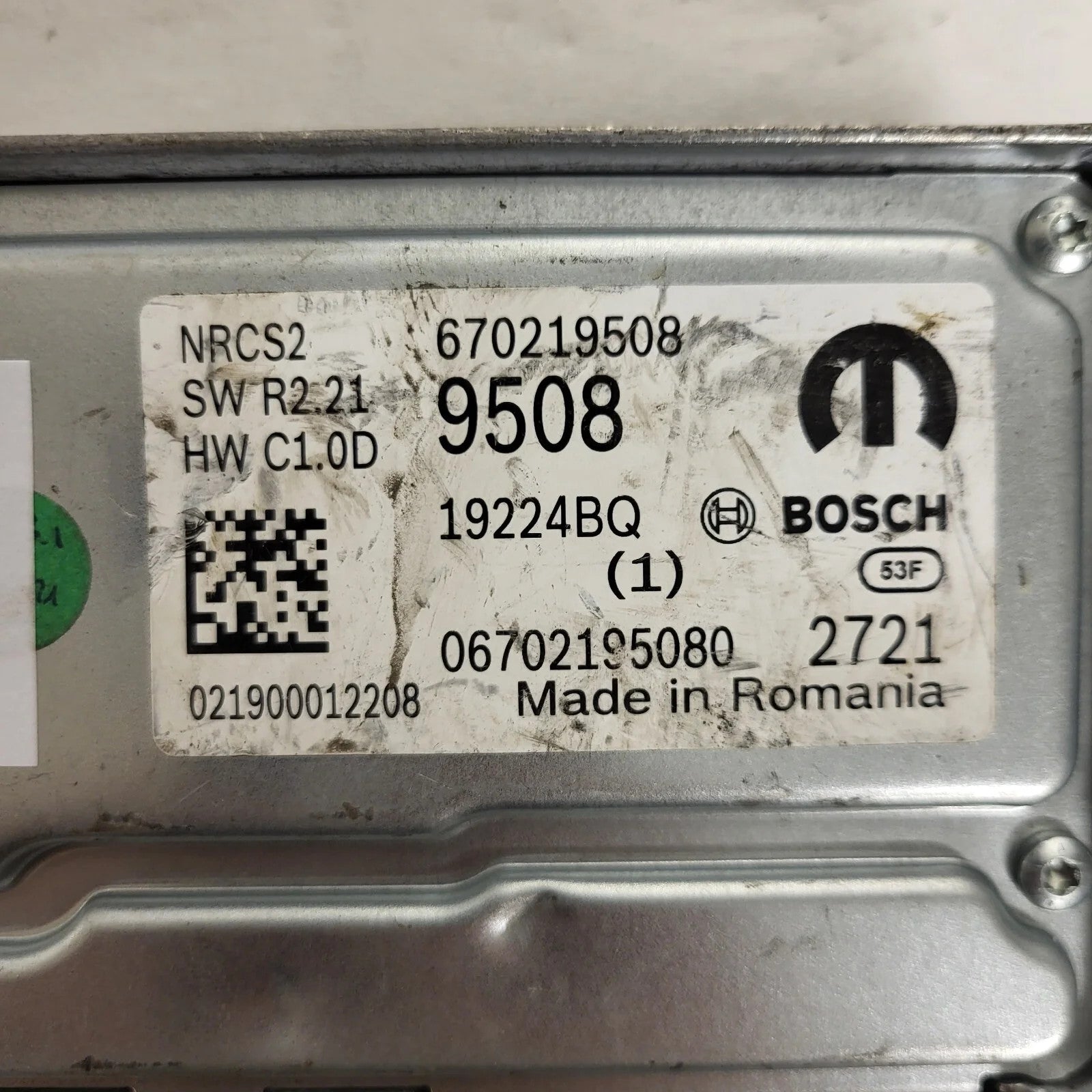 FIAT ALFA MODULE ECU / NRCS2 / 670219508 / 19224BQ / SW R2.21 / HW C1.0D / BOSCH