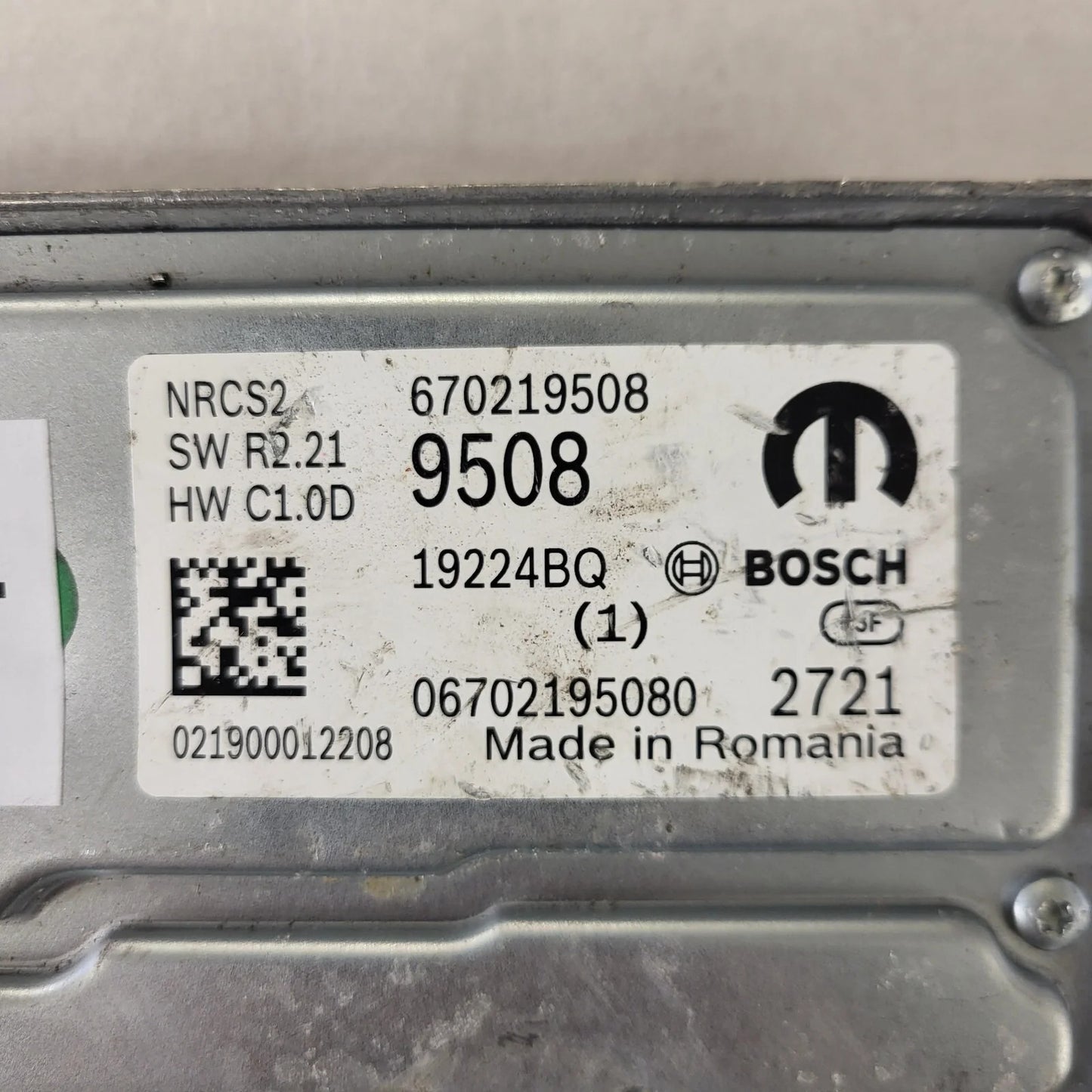 FIAT ALFA MODULE ECU / NRCS2 / 670219508 / 19224BQ / SW R2.21 / HW C1.0D / BOSCH