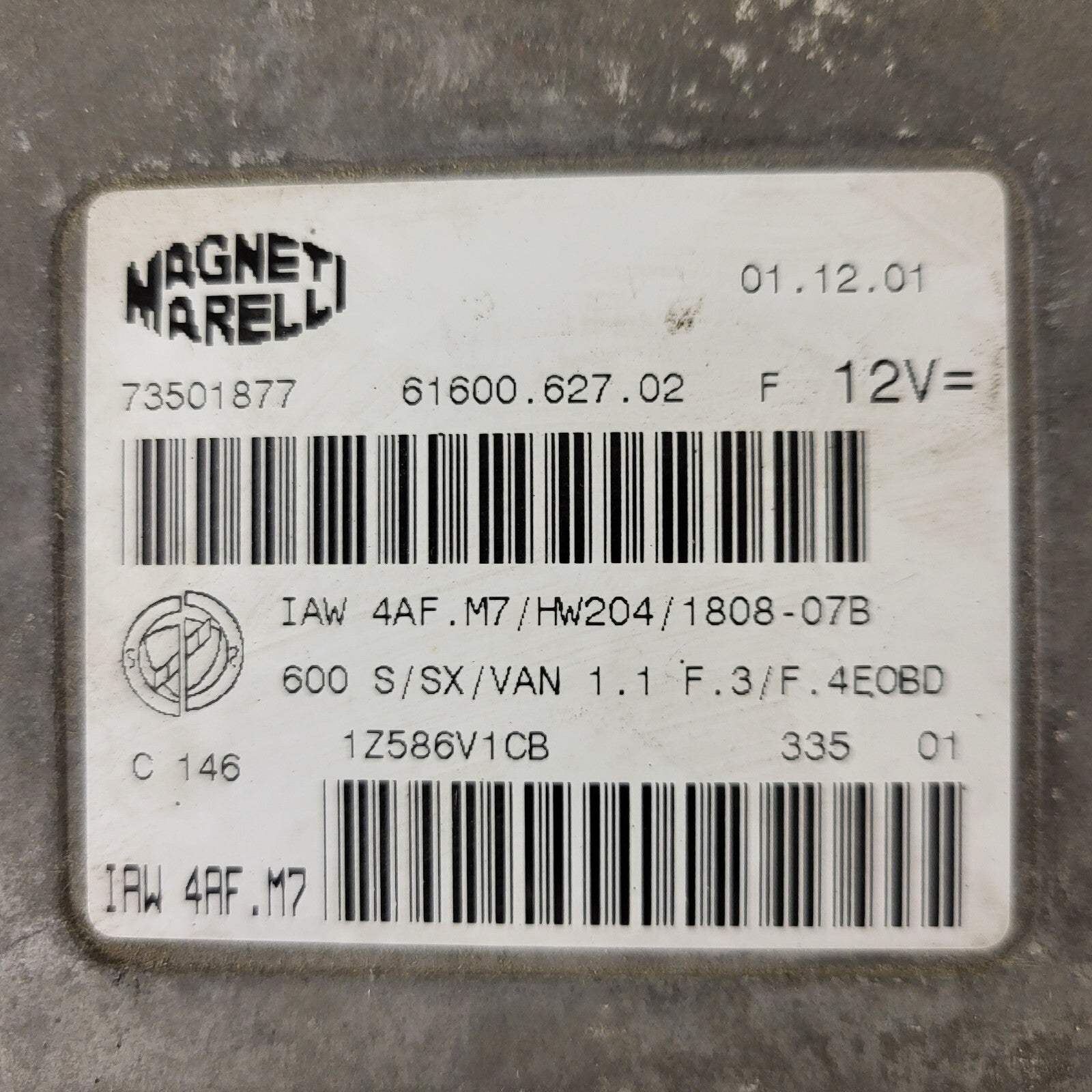 Fiat 600 ECU / IAW 4AF.M7 / 73501877 / HW204 / MAGNETI MARELLI