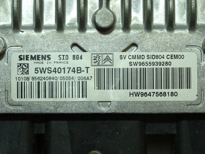 PEUGEOT CITROEN ECU / 5WS40174B-T / SW 9655939280 / HW 9647568180 / SIEMENS