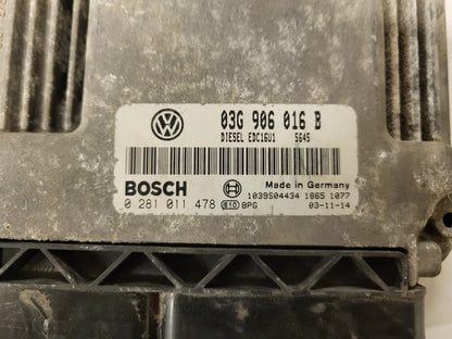 VW AUDI SEAT SKODA ECU / 03G906016B / 0281011478 / EDC16U1 / BOSCH