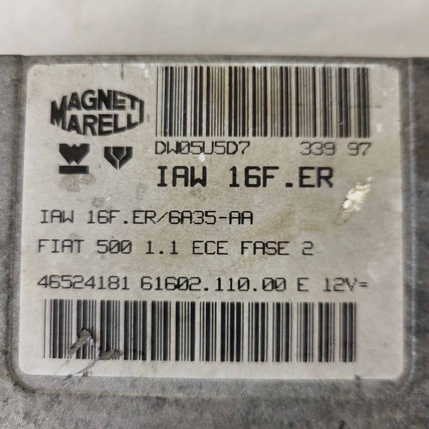FIAT 500 1.1 ECU / IAW 16F.ER / 46524181 / 61602.110.00 / MAGNETI MARELLI
