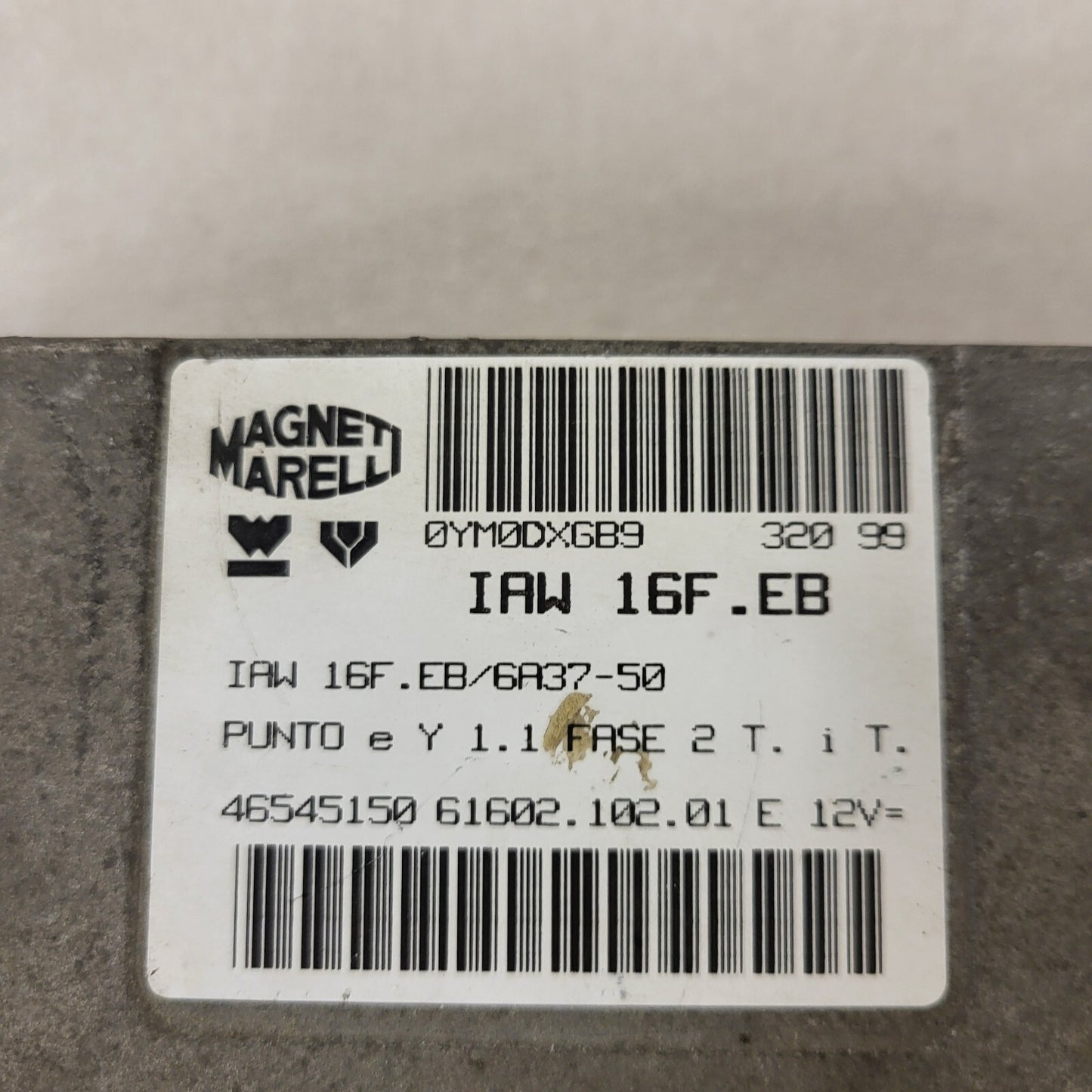 FIAT PUNTO LANCIA Y ECU / IAW 16F.EB / 46545150 / 61602.102.01 / MAGNETI MARELLI