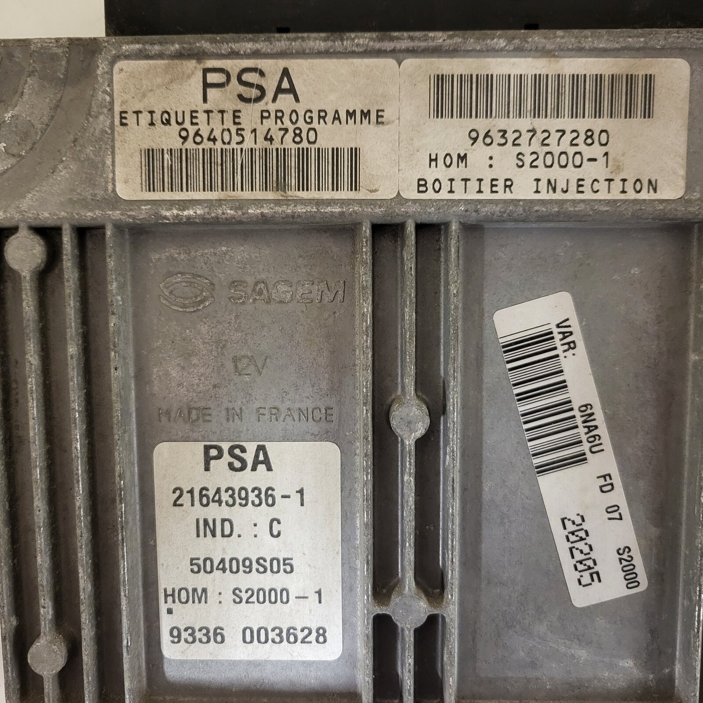 Citroen Xsara 1.8 ECU / 9640514780 / 21643936-1 / S2000-1 / 9632727280 / SAGEM