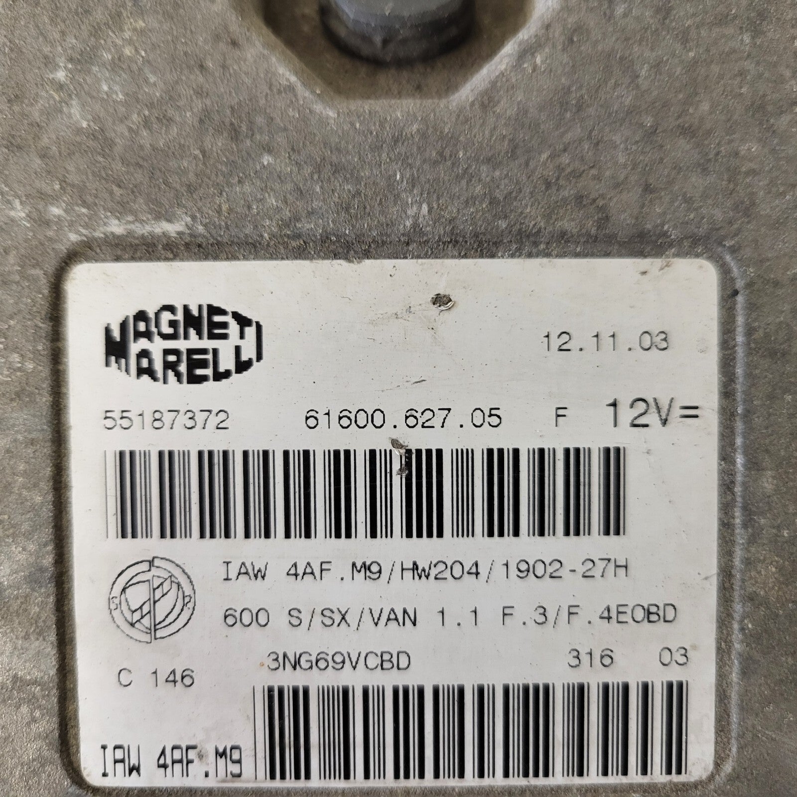 Fiat Seicento 600 ECU / 55187372 / IAW 4AF.M9 / 61600.627.05 / MAGNETI MARELLI