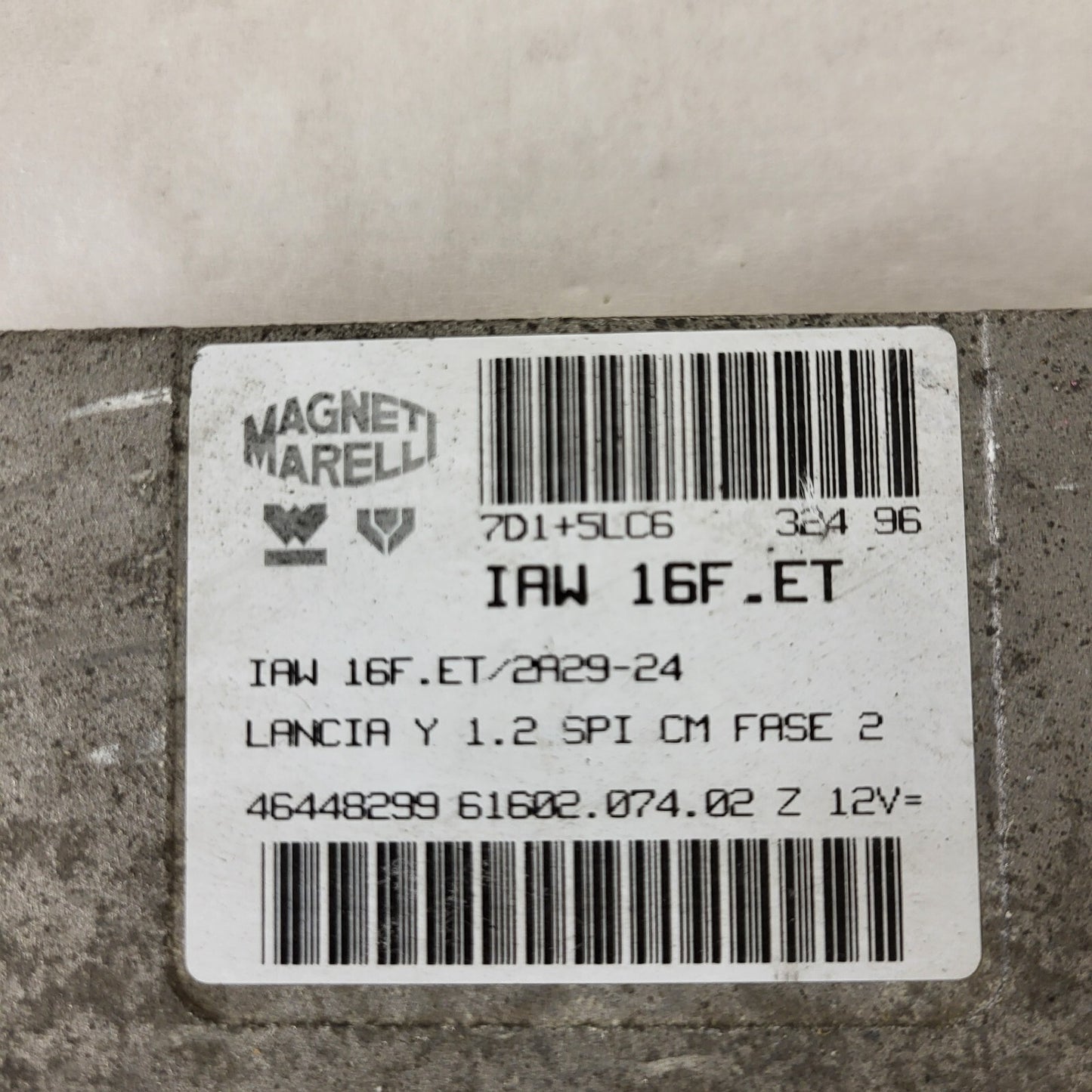 LANCIA Y 1.2 ECU / IAW 16F.ET / 46448299 / 61602.074.02 / MAGNETI MARELLI