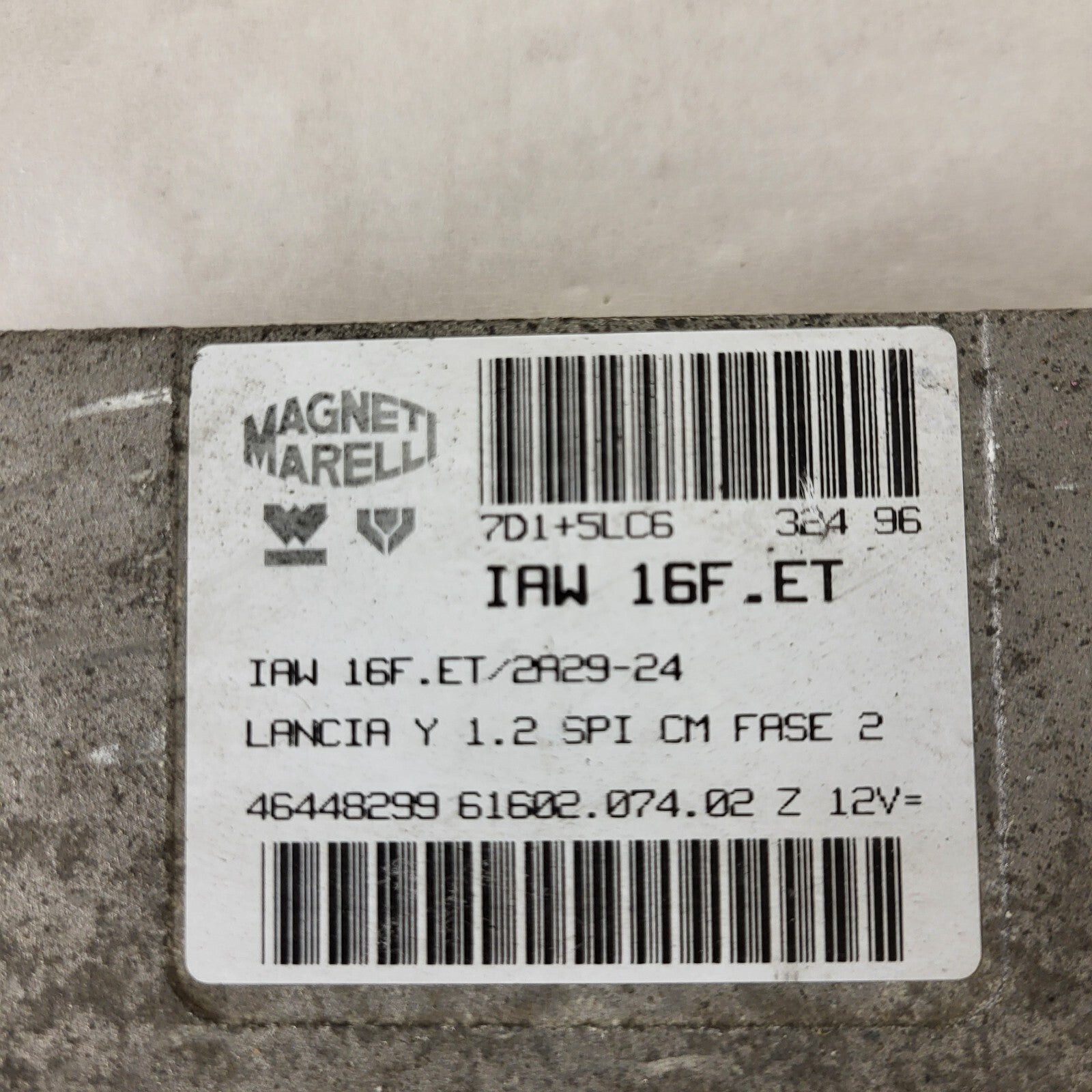 LANCIA Y 1.2 ECU / IAW 16F.ET / 46448299 / 61602.074.02 / MAGNETI MARELLI