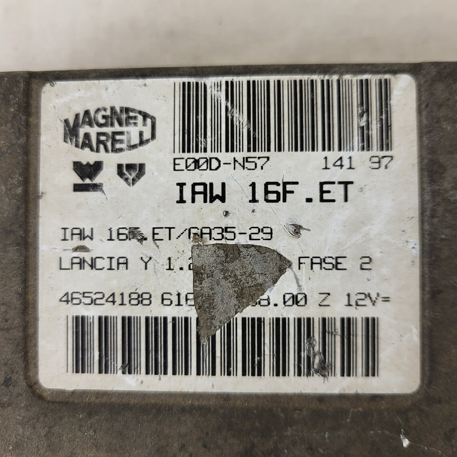 LANCIA Y 1.2 ECU / IAW 16F.ET / 46524188 / 61602.108.00 / MAGNETI MARELLI 