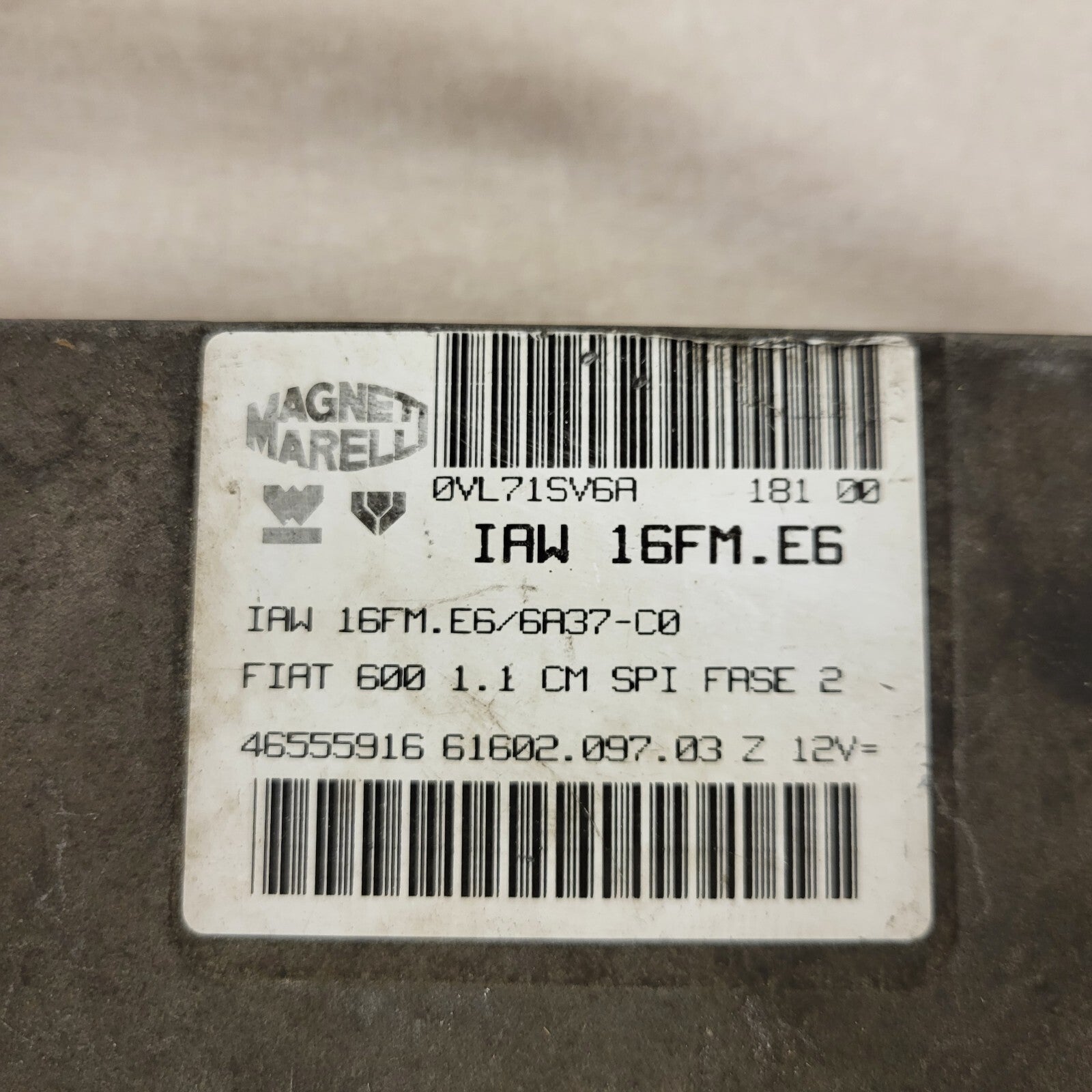 FIAT 600 1.1 ECU / IAW 16FM.E6 / 46555916 / 61602.097.03 / MAGNETI MARELLI