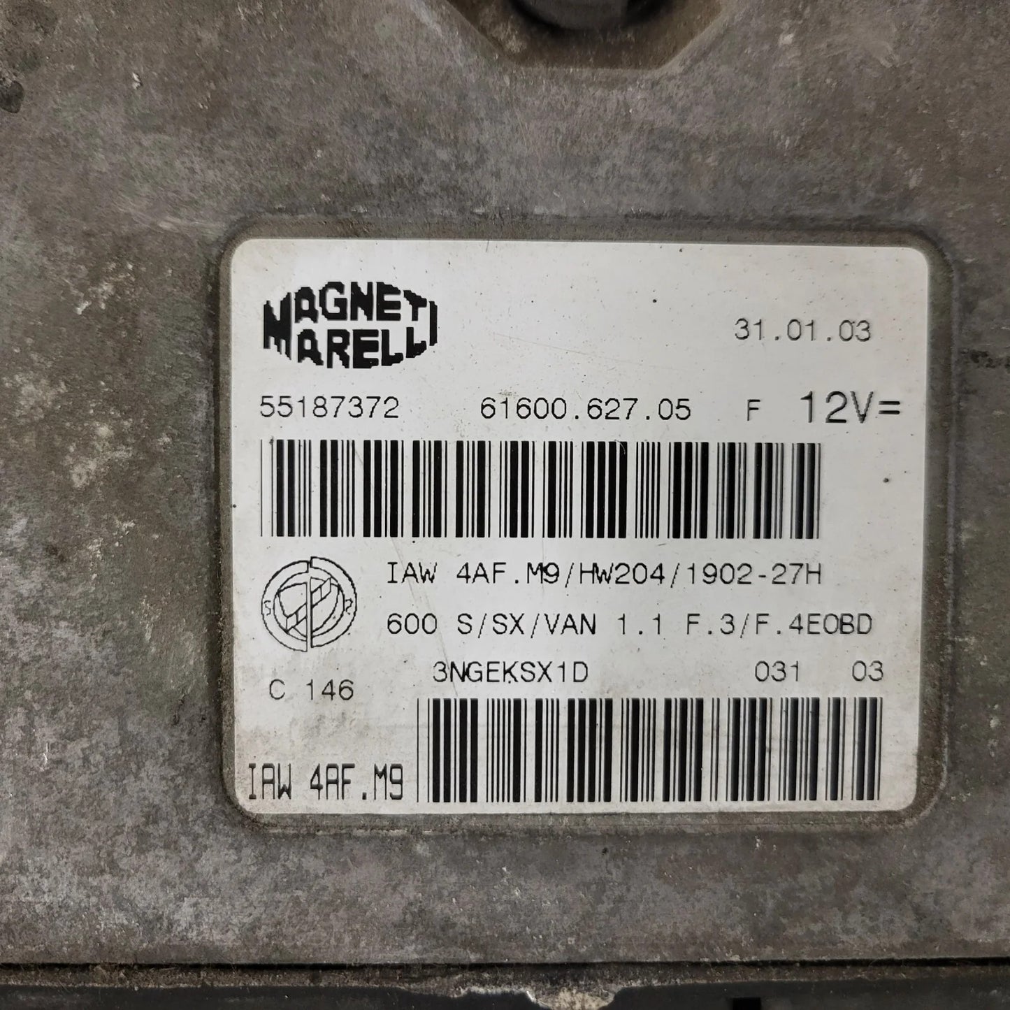 Fiat Seicento 600 ECU / 55187372 / IAW 4AF.M9 / 61600.627.05 / MAGNETI MARELLI