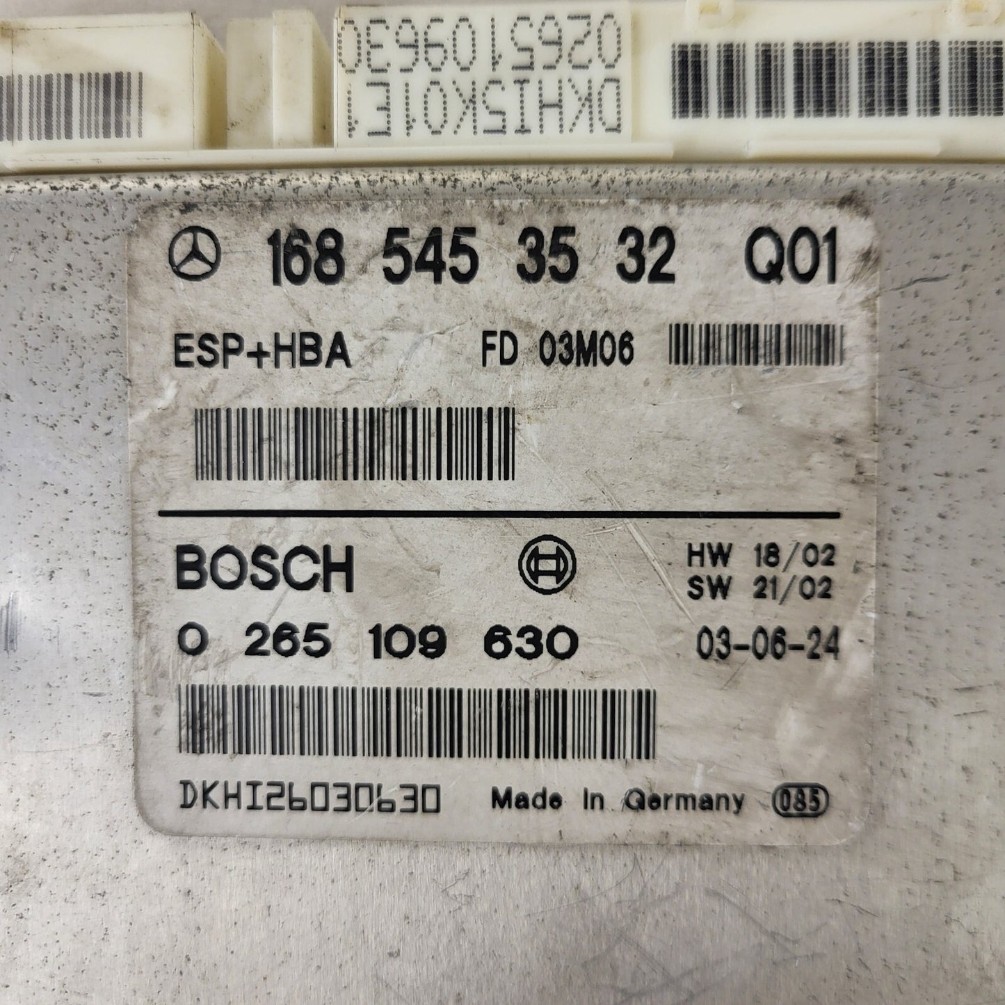MERCEDES-BENZ A CLASS W168 ESP ECU / 1685453532 / 0265109630 / BOSCH ESP+HBA