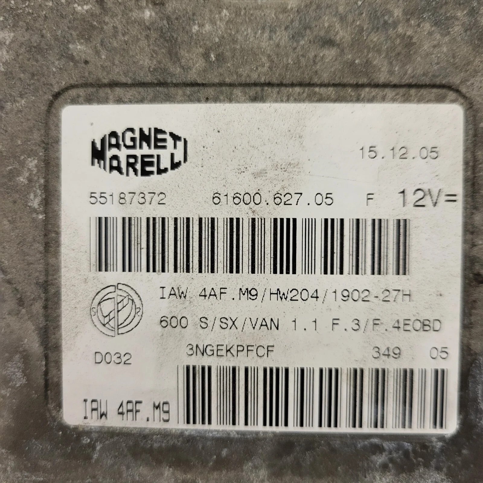 FIAT SEICENTO 600 ECU / 55187372 / IAW 4AF.M9 / 61600.627.05 / MAGNETI MARELLI