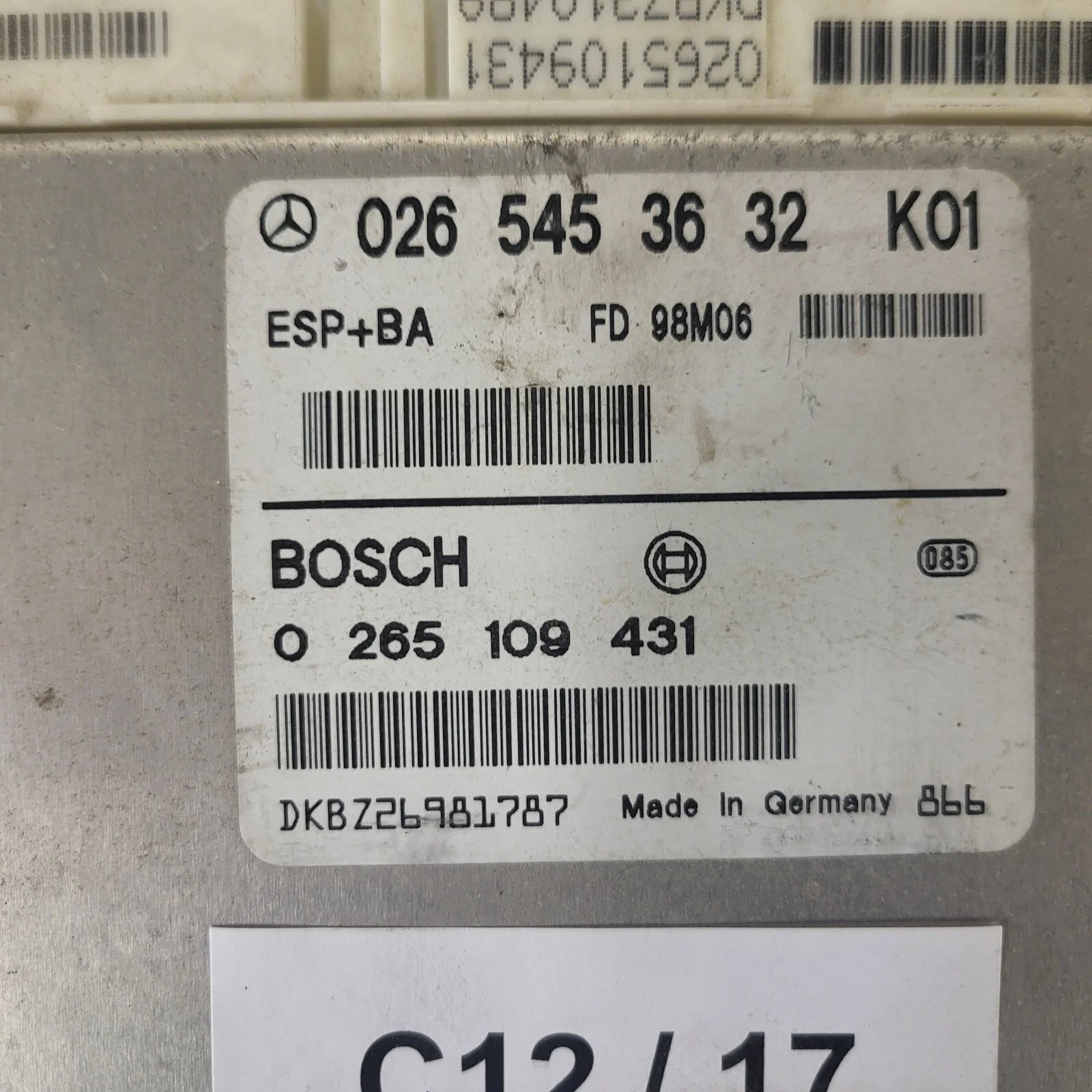 MERCDES BENZ ECU / 0265453632 / 0265109431 / BOSCH / ESP+BA