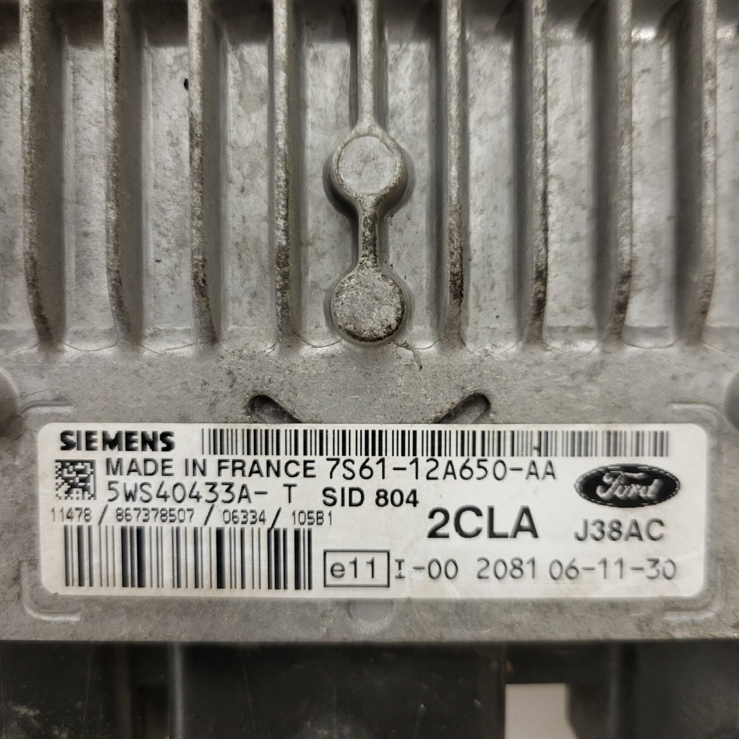 FORD FIESTA ECU / 7S61-12A650-AA / 5WS40433A-T / 2CLA / SID804 / J38AC SIEMENS