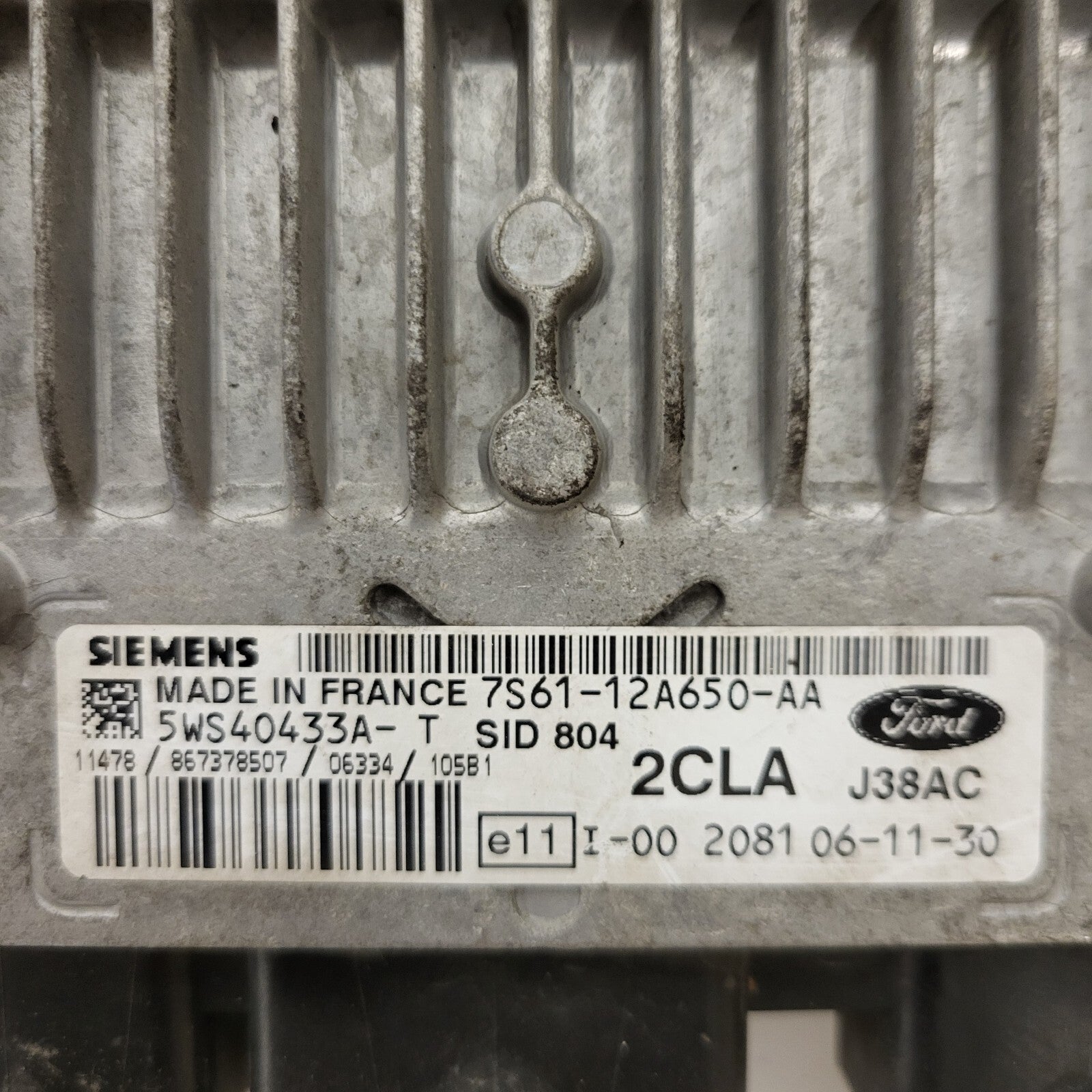 FORD FIESTA ECU / 7S61-12A650-AA / 5WS40433A-T / 2CLA / SID804 / J38AC SIEMENS