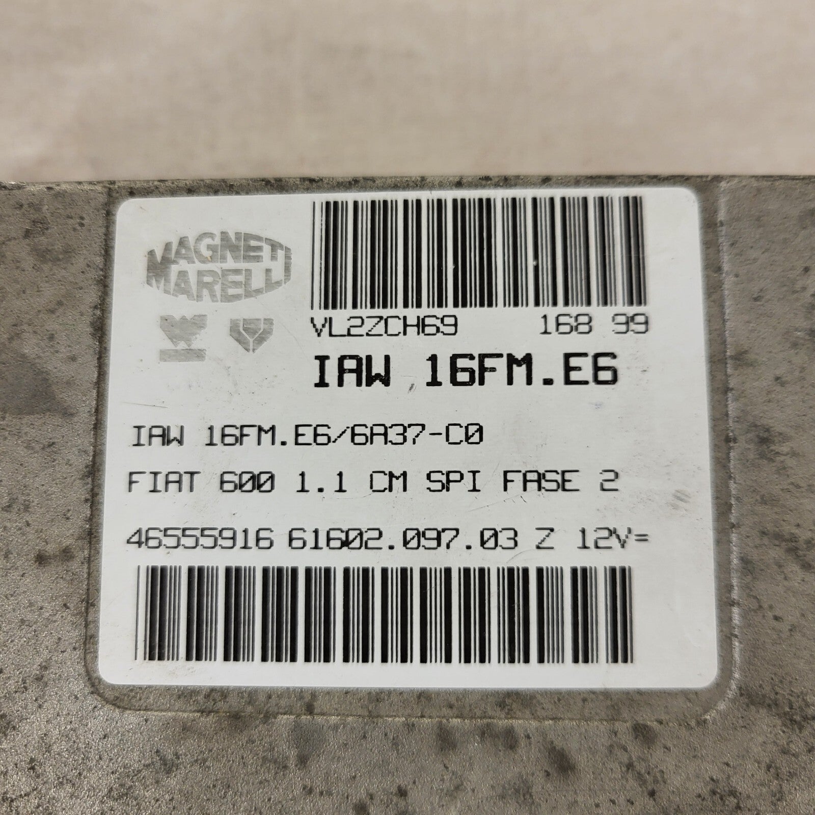 FIAT 600 1.1 ECU / IAW 16FM.E6 / 46555916 / 61602.097.03 / MAGNETI MARELLI