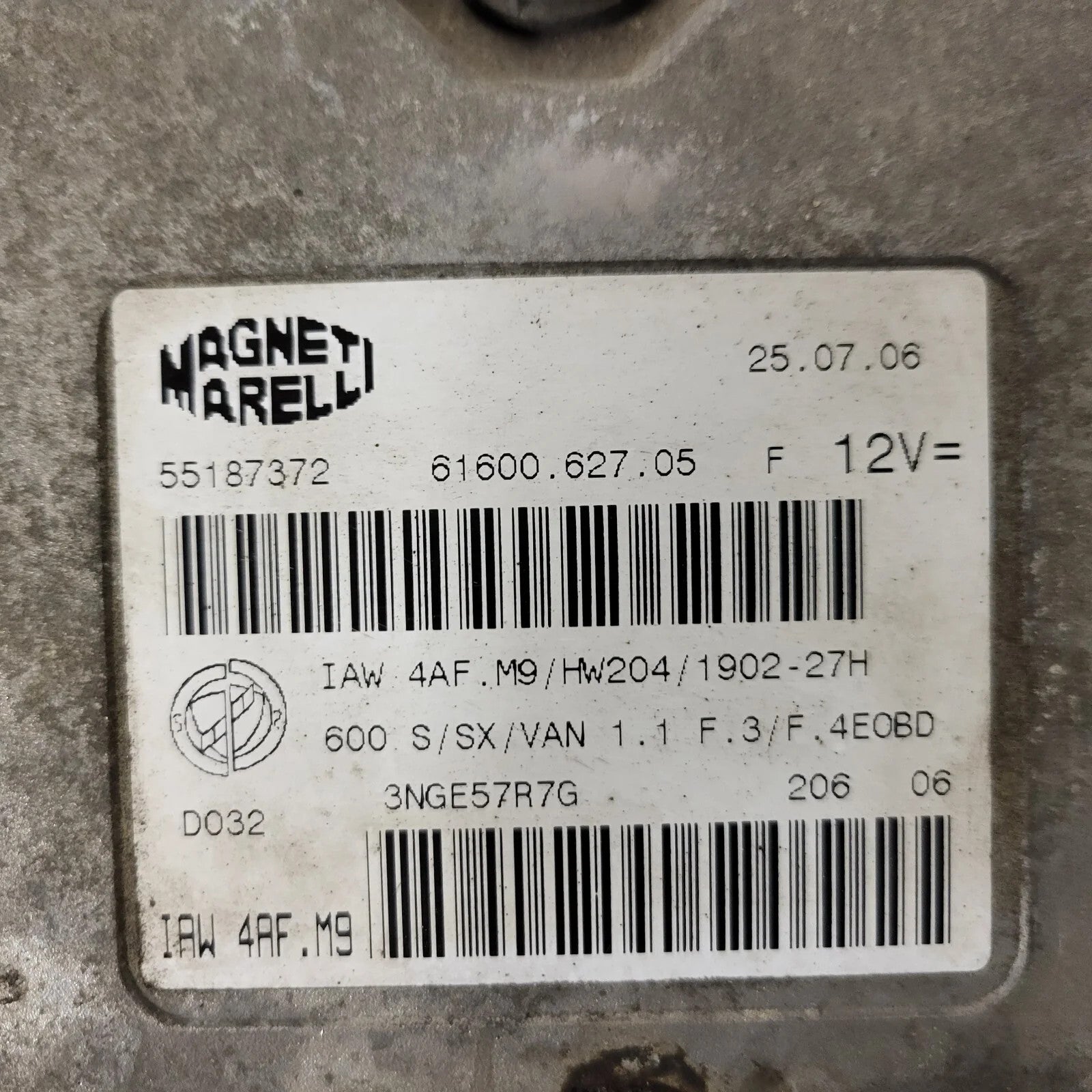 Fiat Seicento 600 ECU / 55187372 / IAW 4AF.M9 / 61600.627.05 / MAGNETI MARELLI