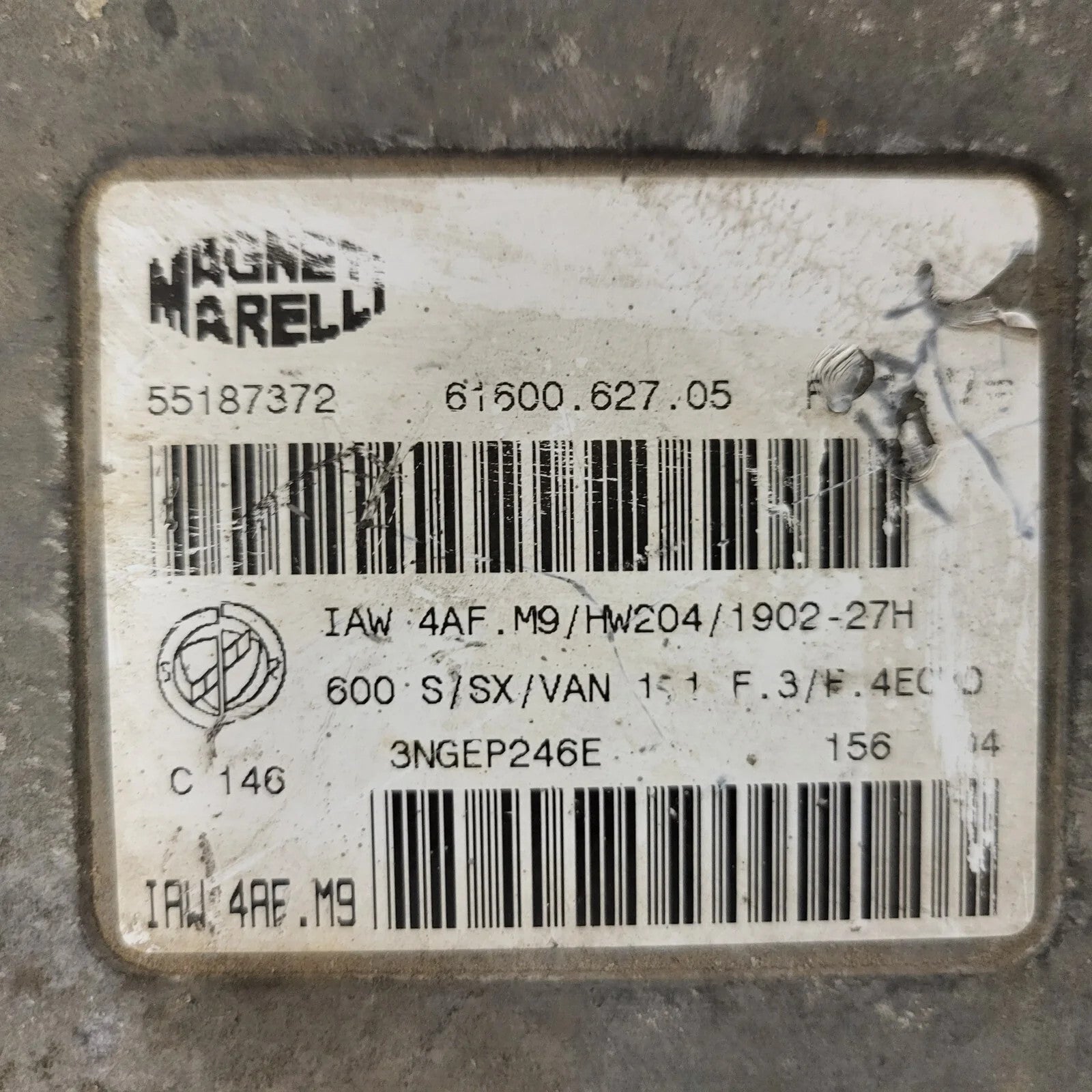 Fiat Seicento 600 ECU / 55187372 / IAW 4AF.M9 / 61600.627.05 / MAGNETI MARELLI