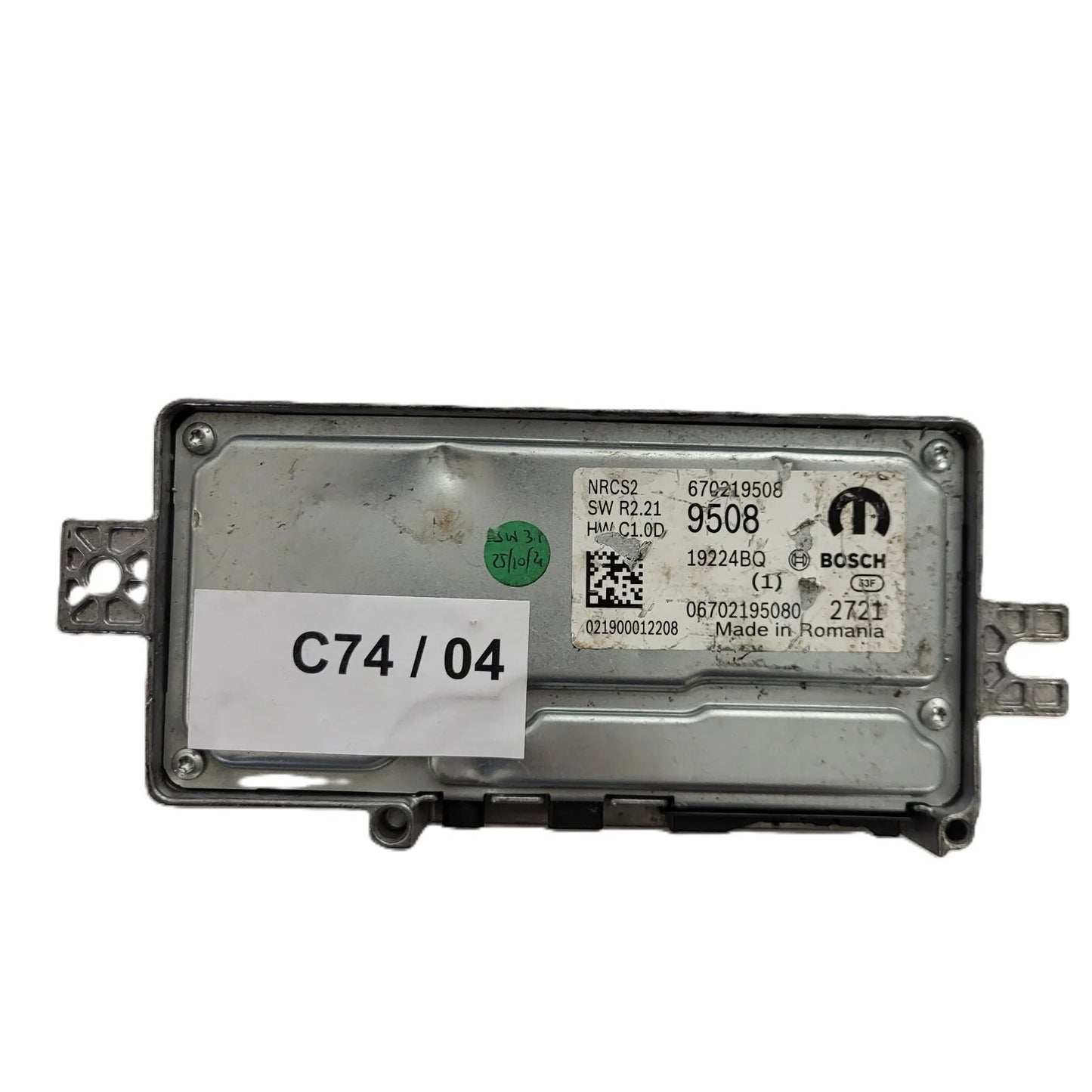 FIAT ALFA MODULE ECU / NRCS2 / 670219508 / 19224BQ / SW R2.21 / HW C1.0D / BOSCH