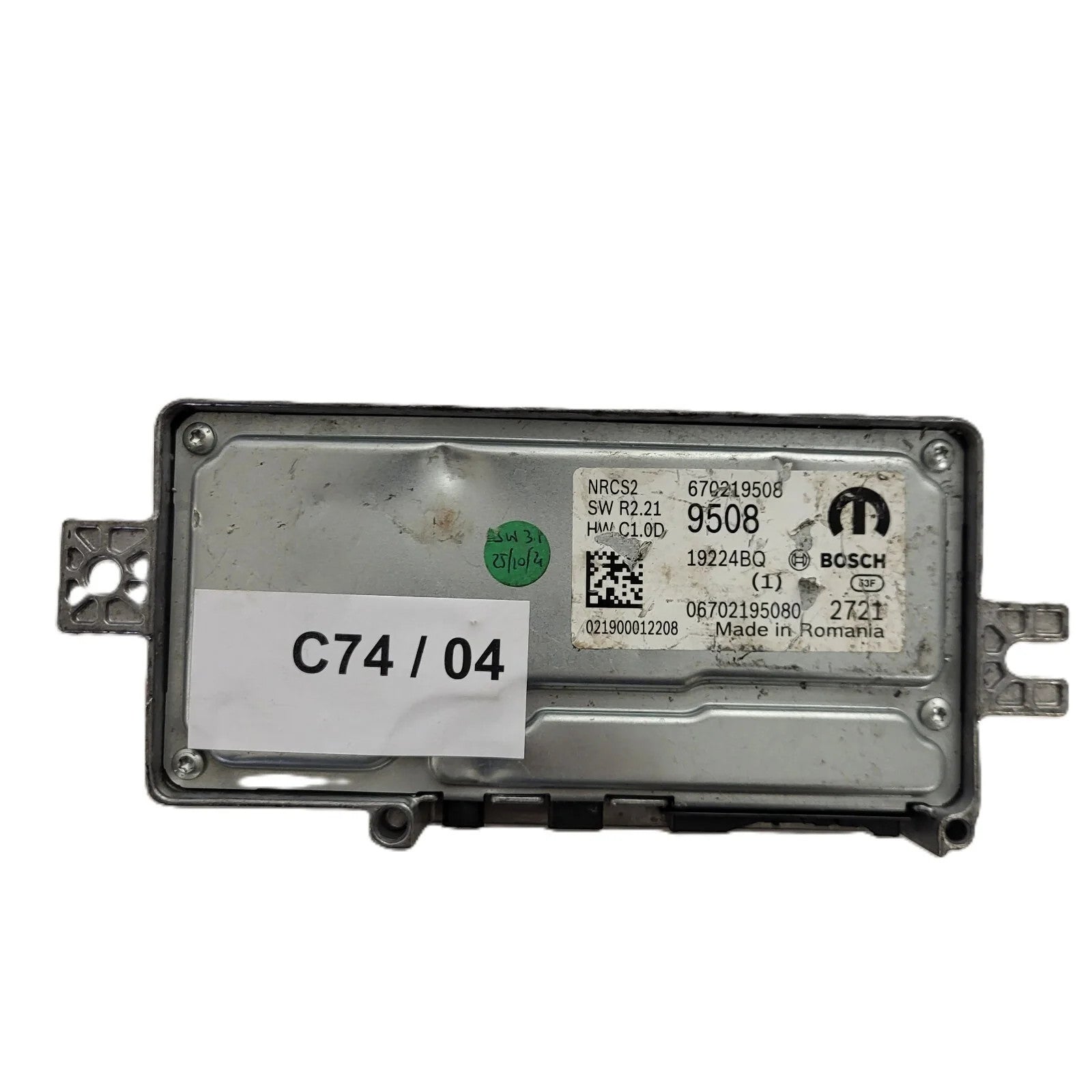 FIAT ALFA MODULE ECU / NRCS2 / 670219508 / 19224BQ / SW R2.21 / HW C1.0D / BOSCH