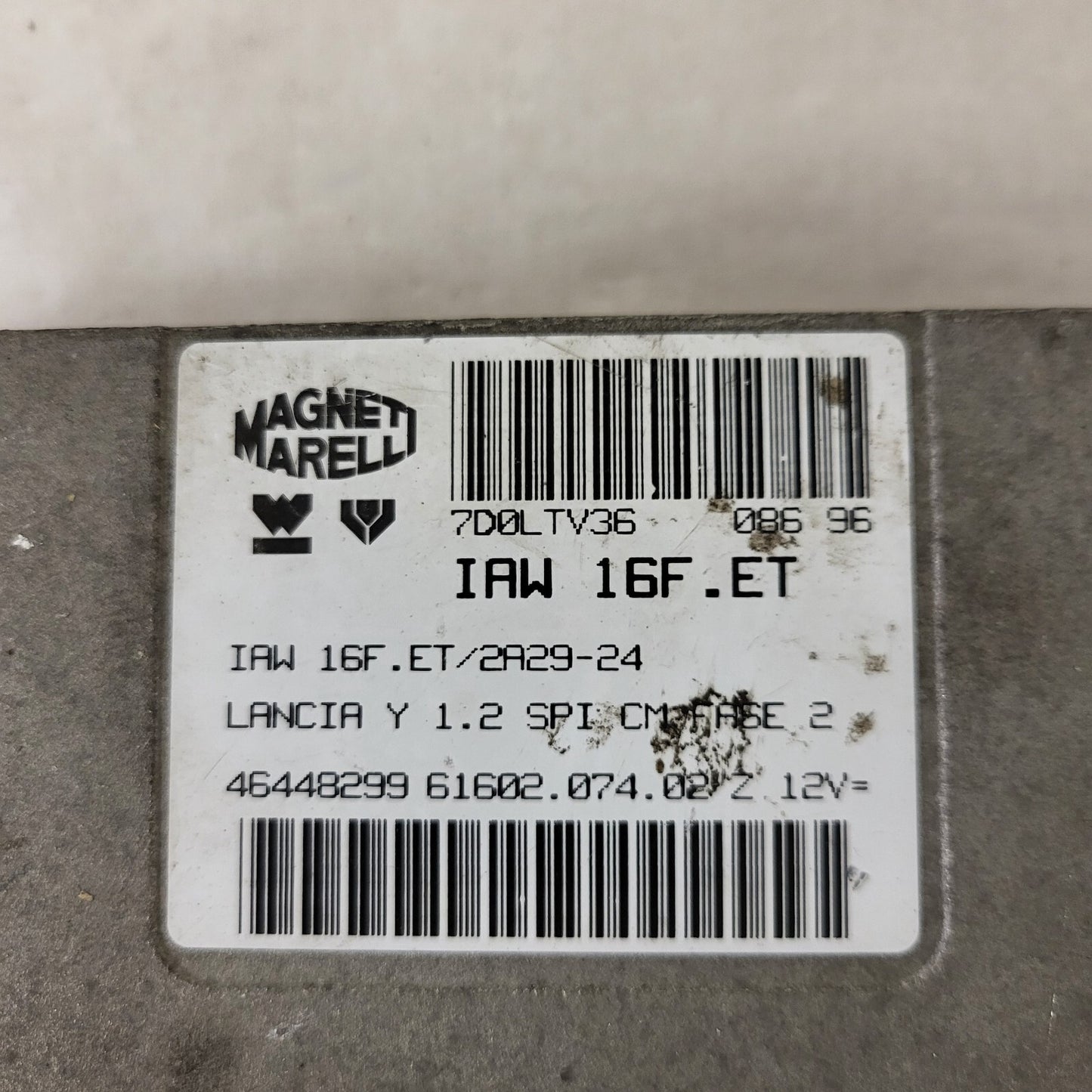 LANCIA Y 1.2 ECU / IAW 16F.ET / 46448299 / 61602.074.02 / MAGNETI MARELLI